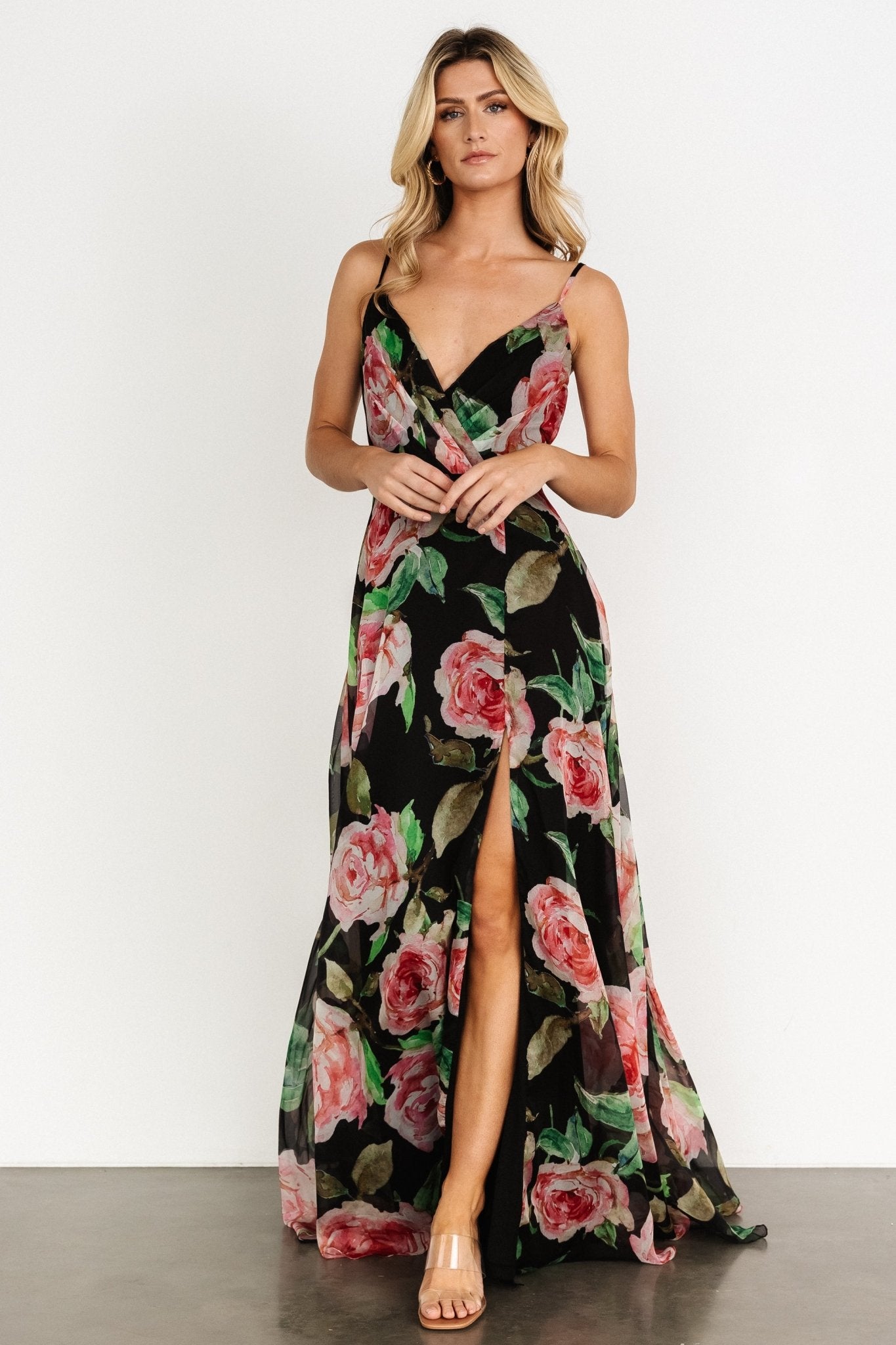 Vivienne Maxi Dress | Black Rose Floral Cheap Sale The Cheapest