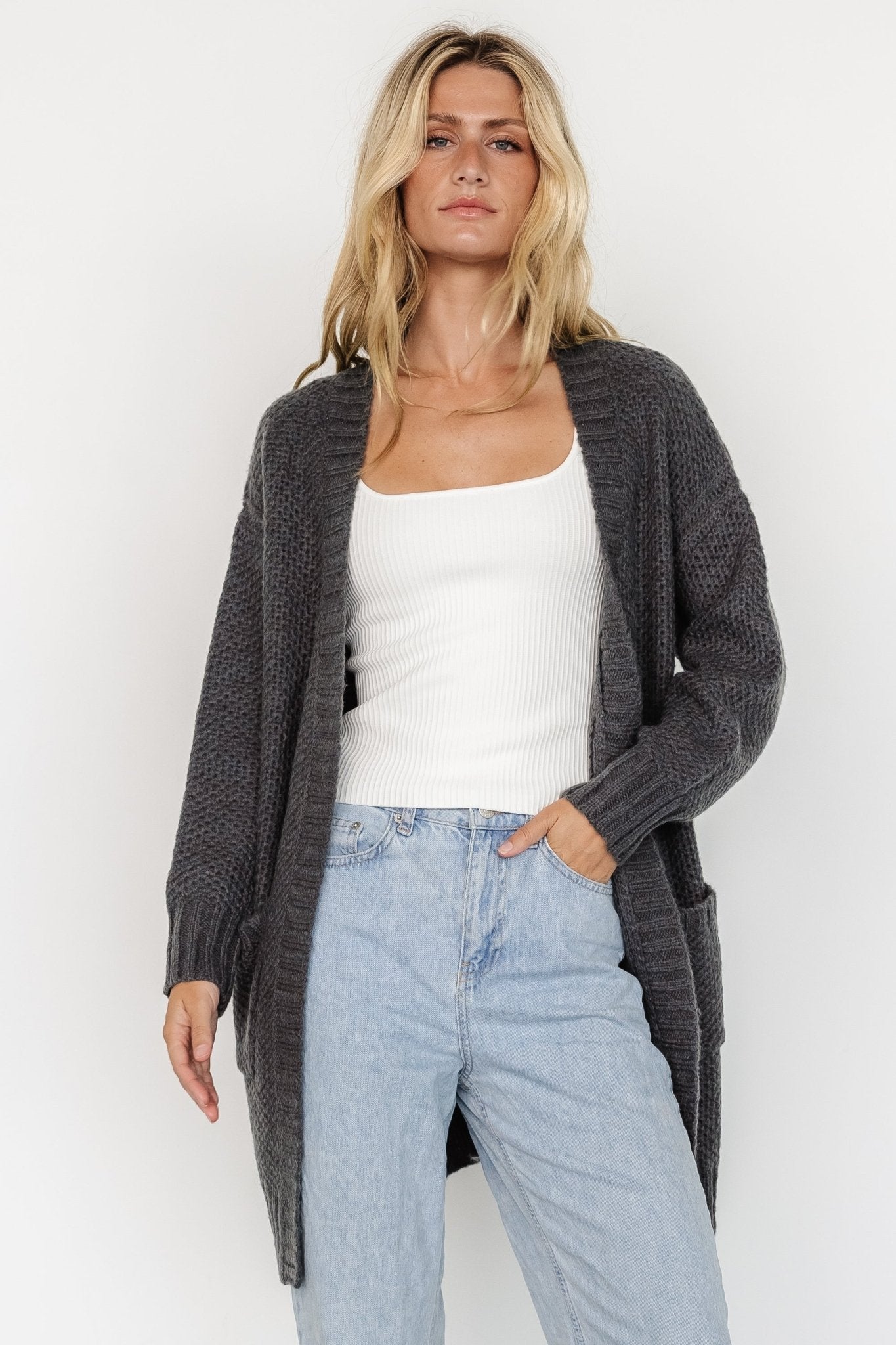 Theodora Knit Cardigan | Charcoal Buy Cheap Clearance