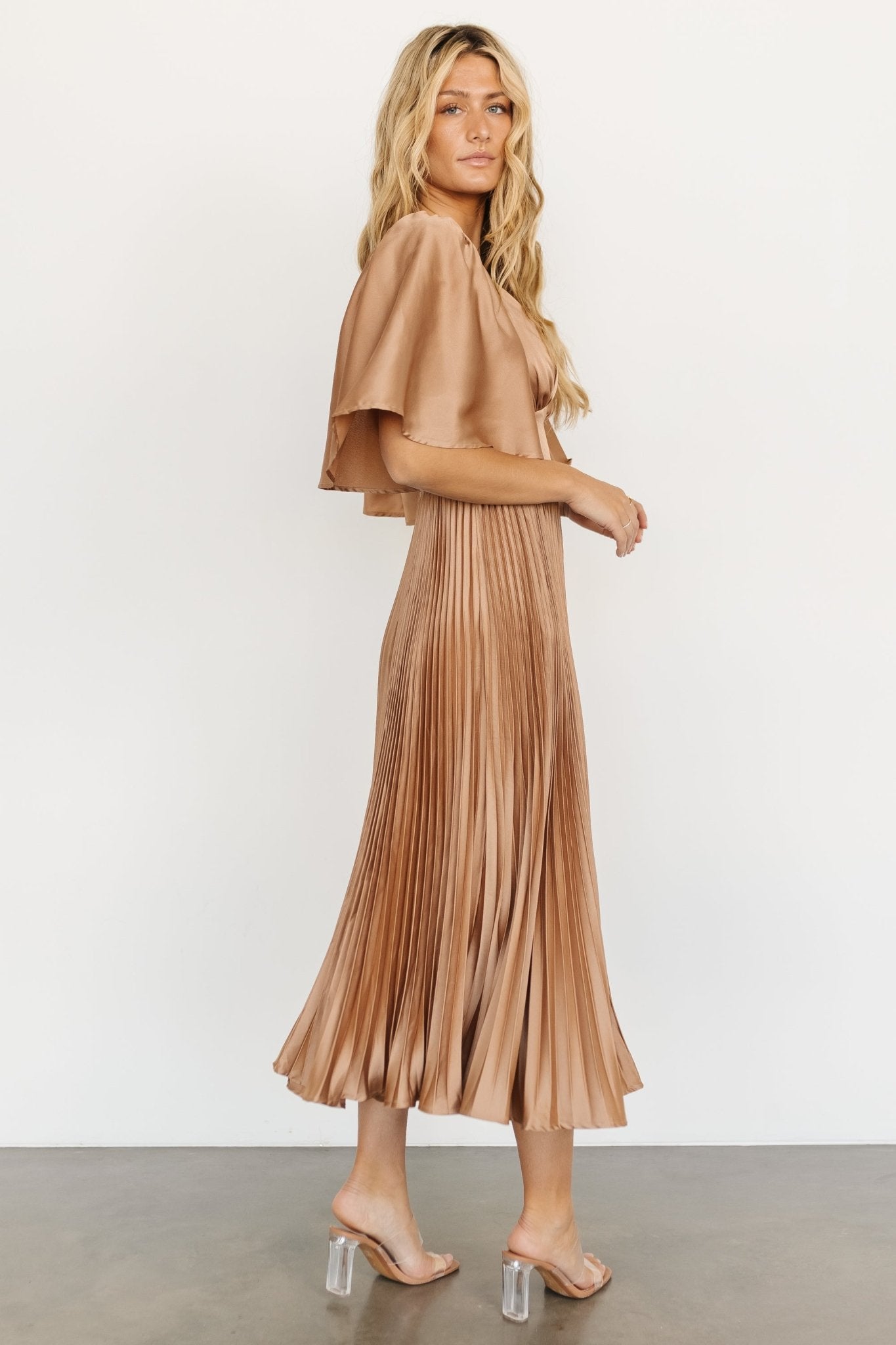 Aubree Pleated Dress | Champagne Sale Amazon