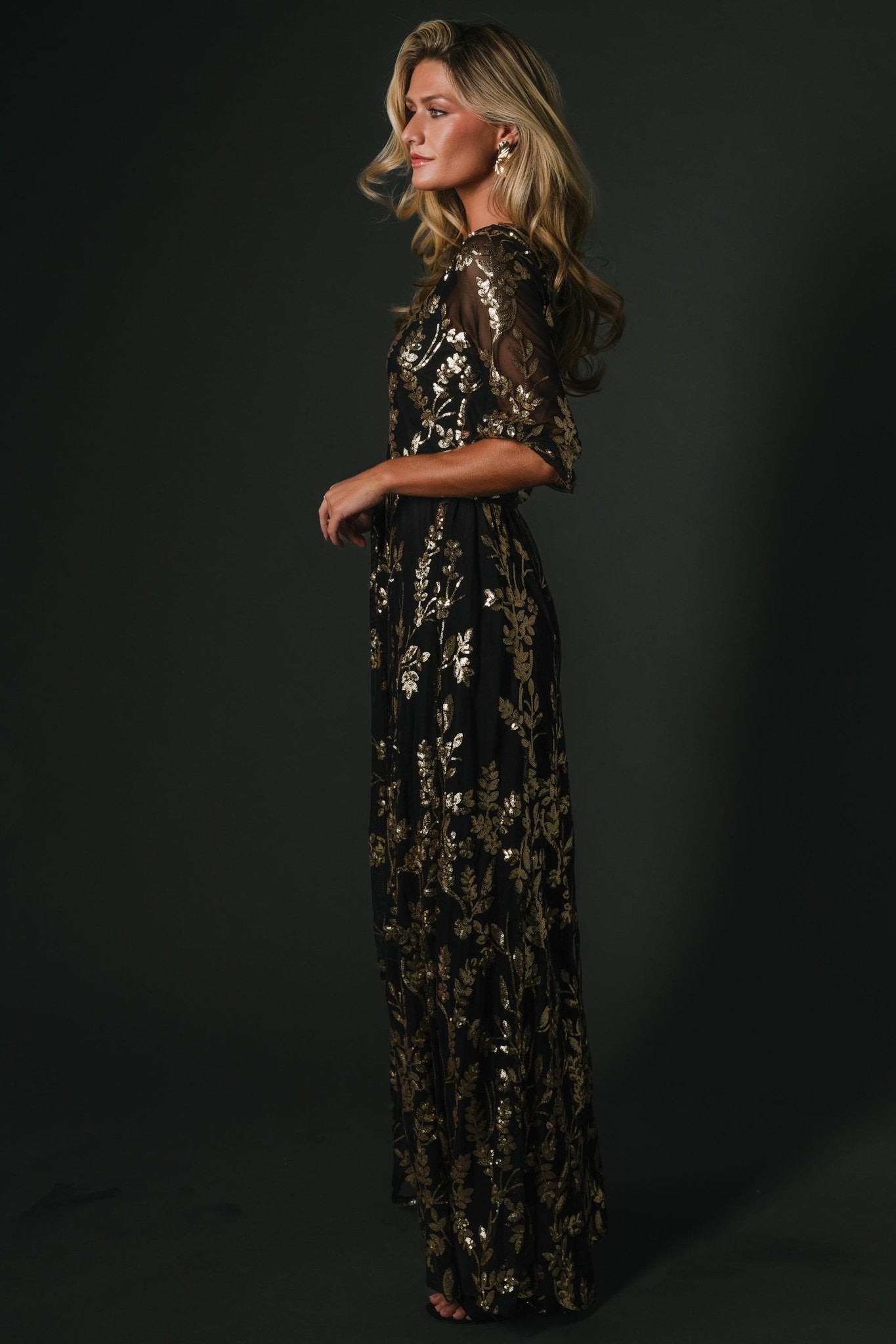 Destiny Sequin Maxi Dress | Black + Gold Best Wholesale Online