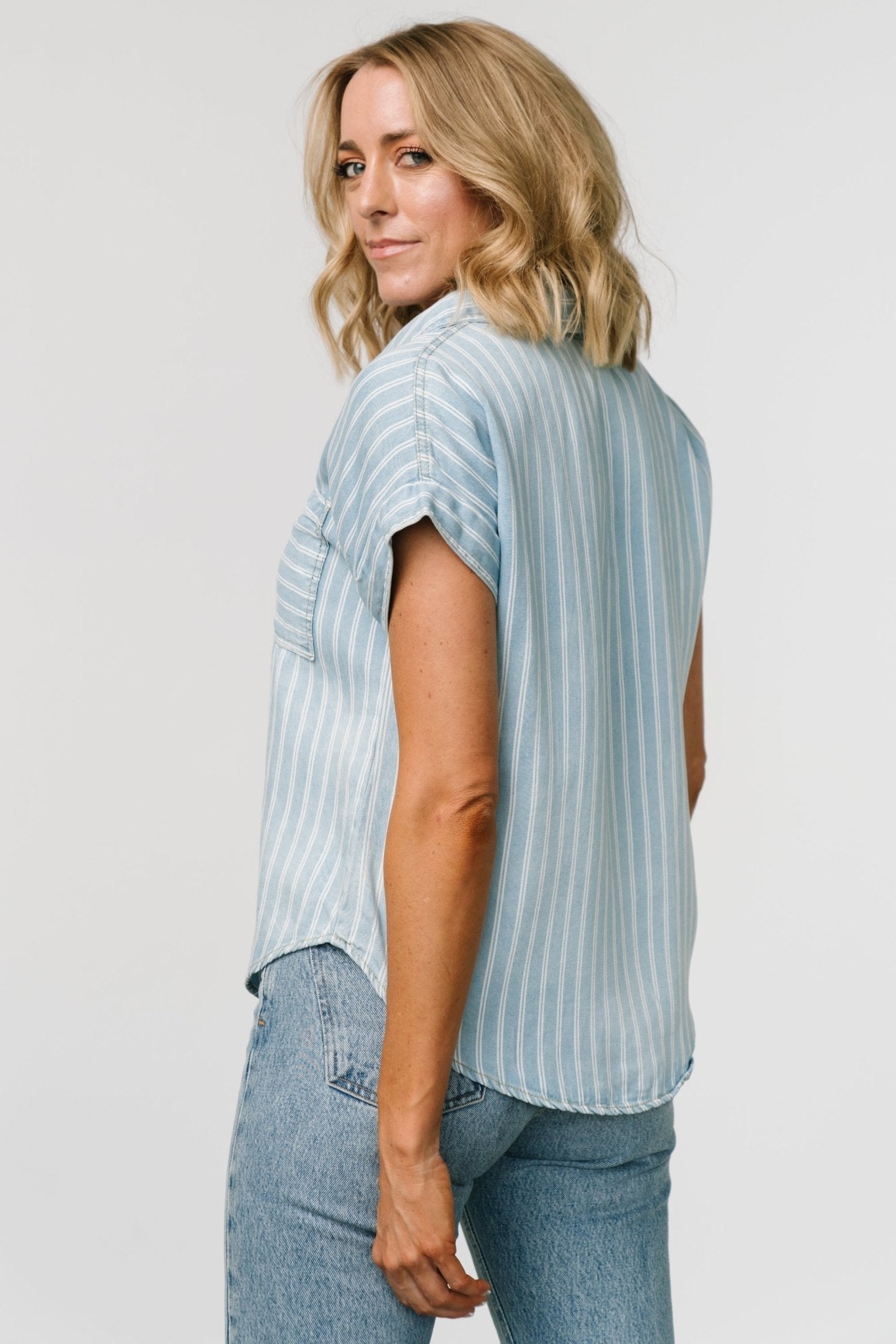 Berkley Striped Top | Denim Blue Cheap Sale Supply