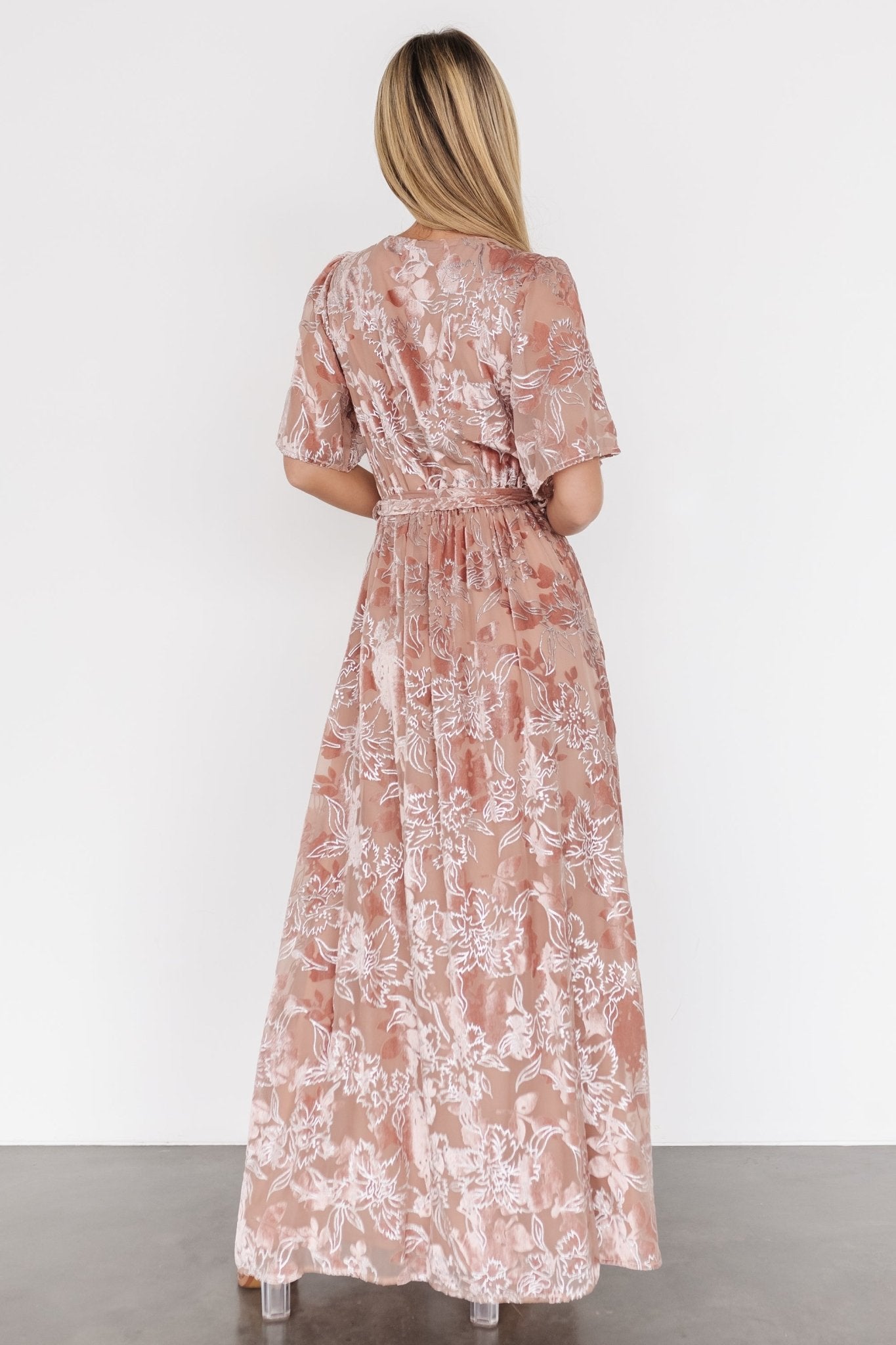 Uma Velvet Maxi Dress | Blush + Silver Sale Cheap Pice