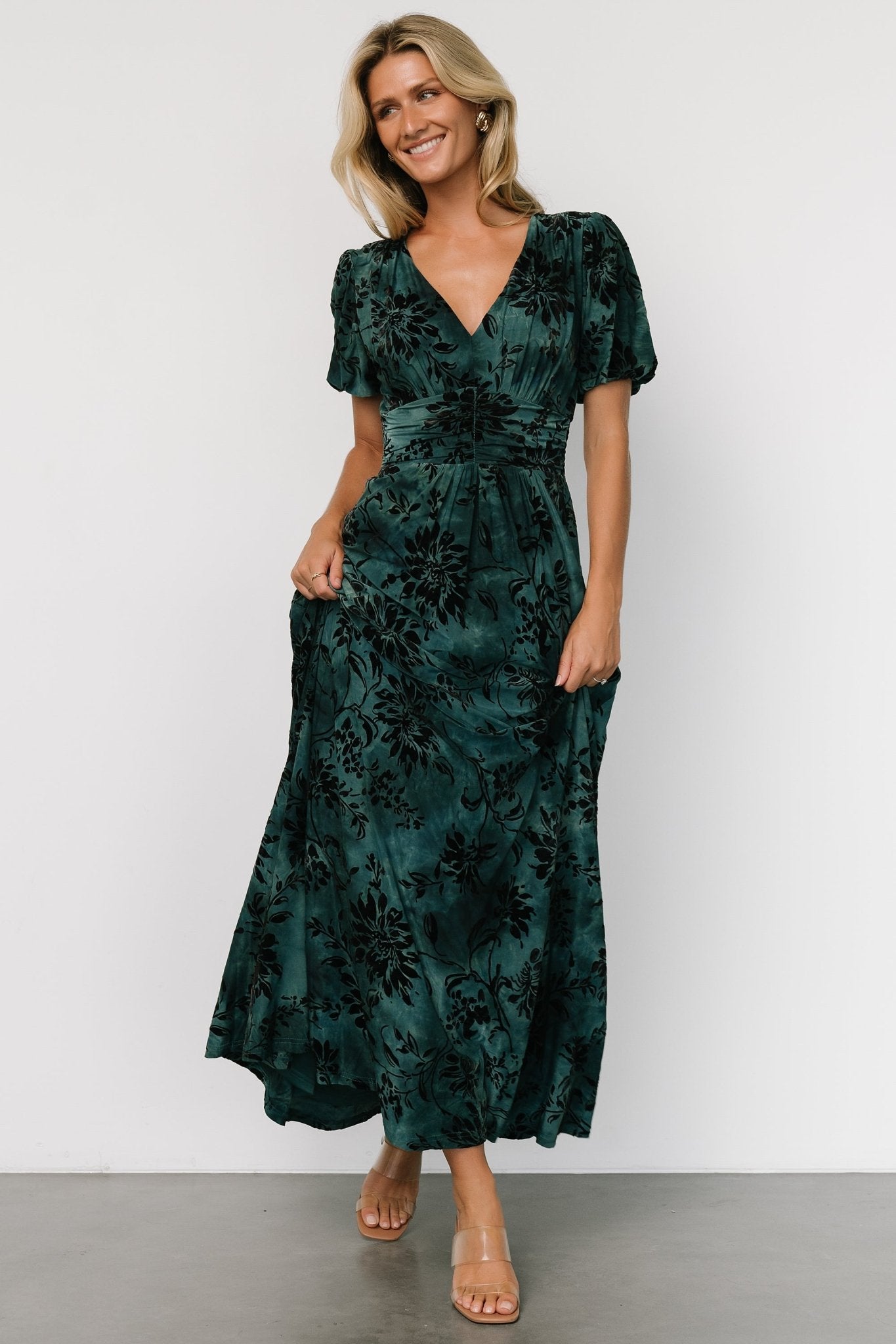 Leslie Velvet Maxi Dress | Jade + Black For Sale Cheap Online