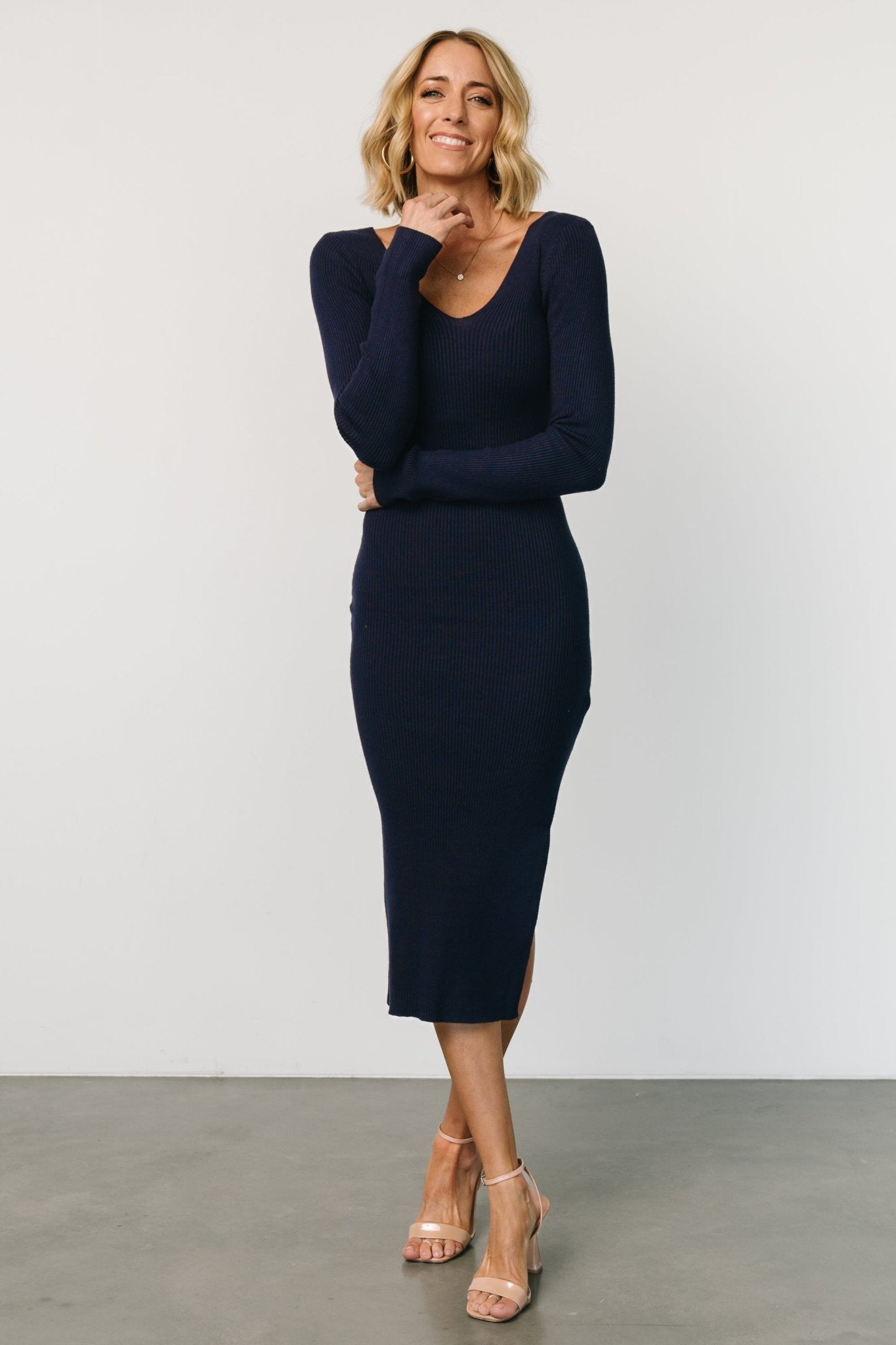 Tacey Midi Dress | Navy Sale Online Online