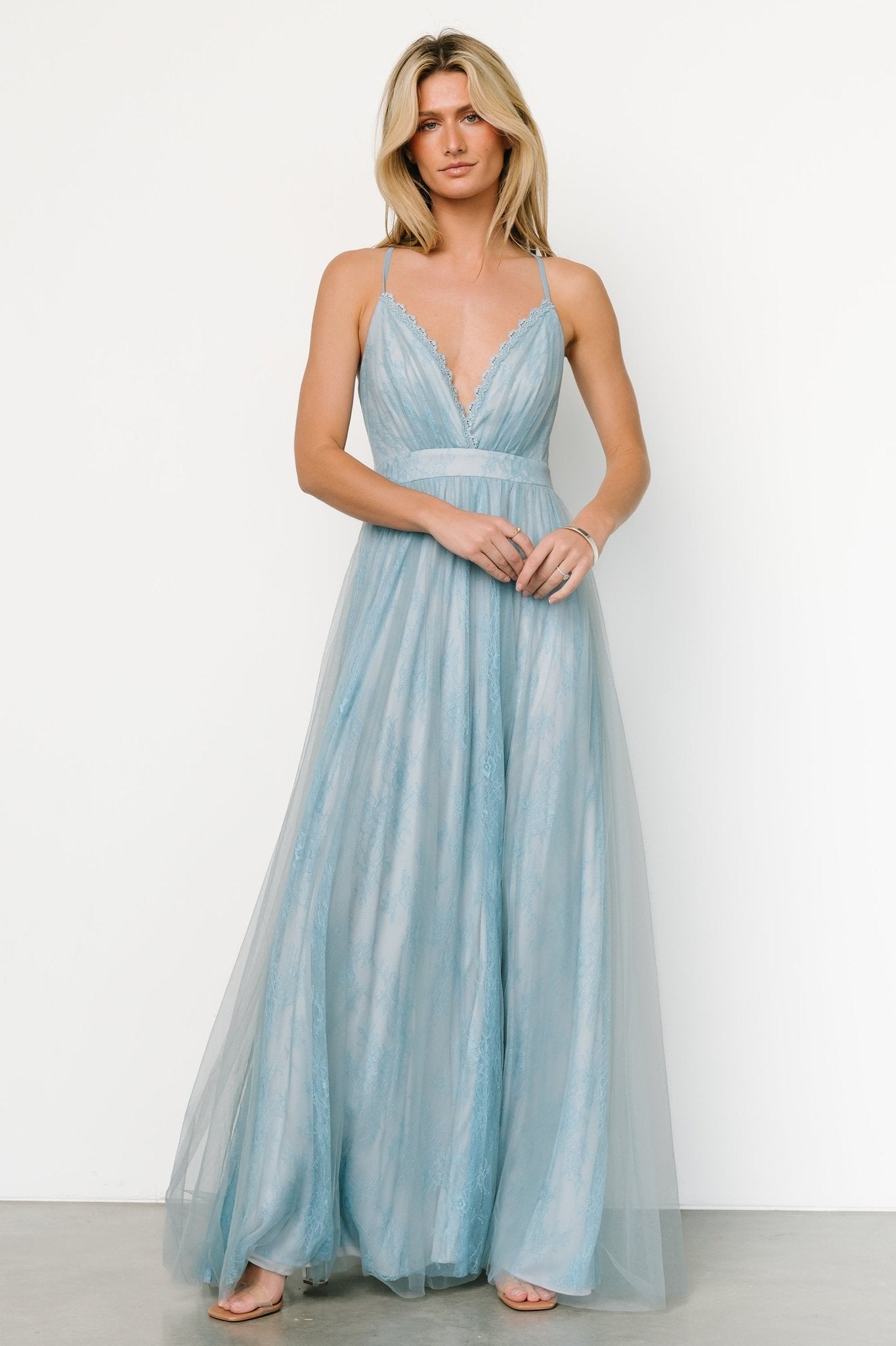 Vasia Lace Tulle Maxi Dress | Soft Blue Largest Supplier Cheap Pice