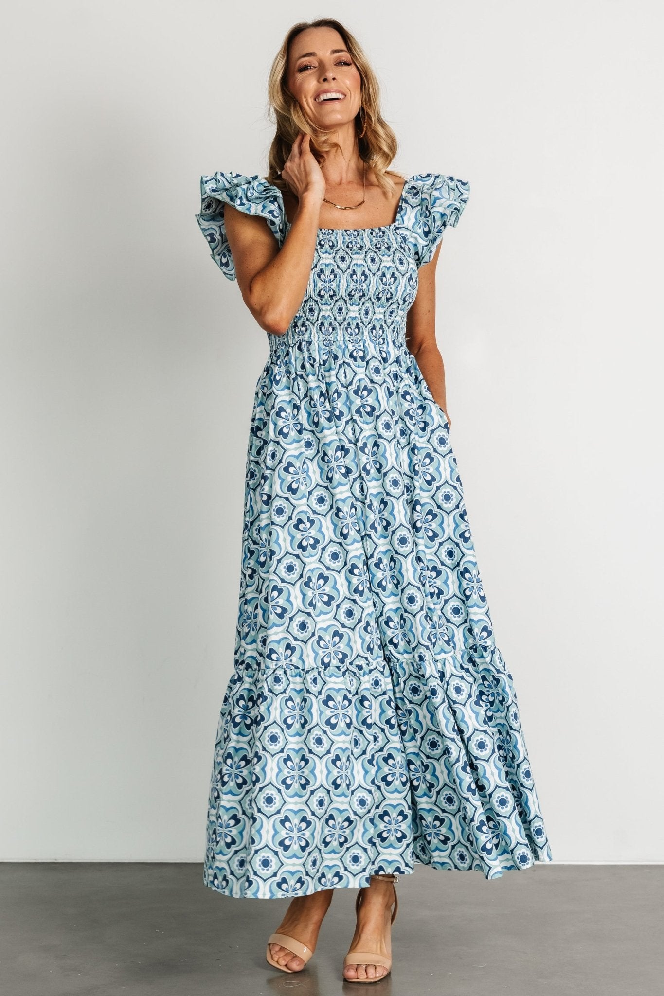 Zoey Smocked Maxi Dress | Blue Print Low Pice For Sale