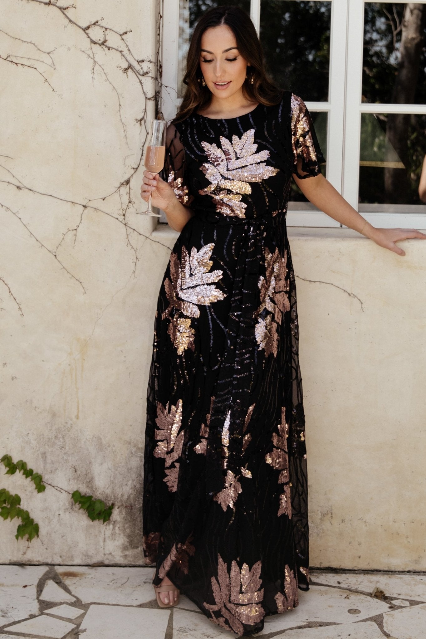 Muse Sequin Maxi Dress | Black + Rose Cheap Fashionable