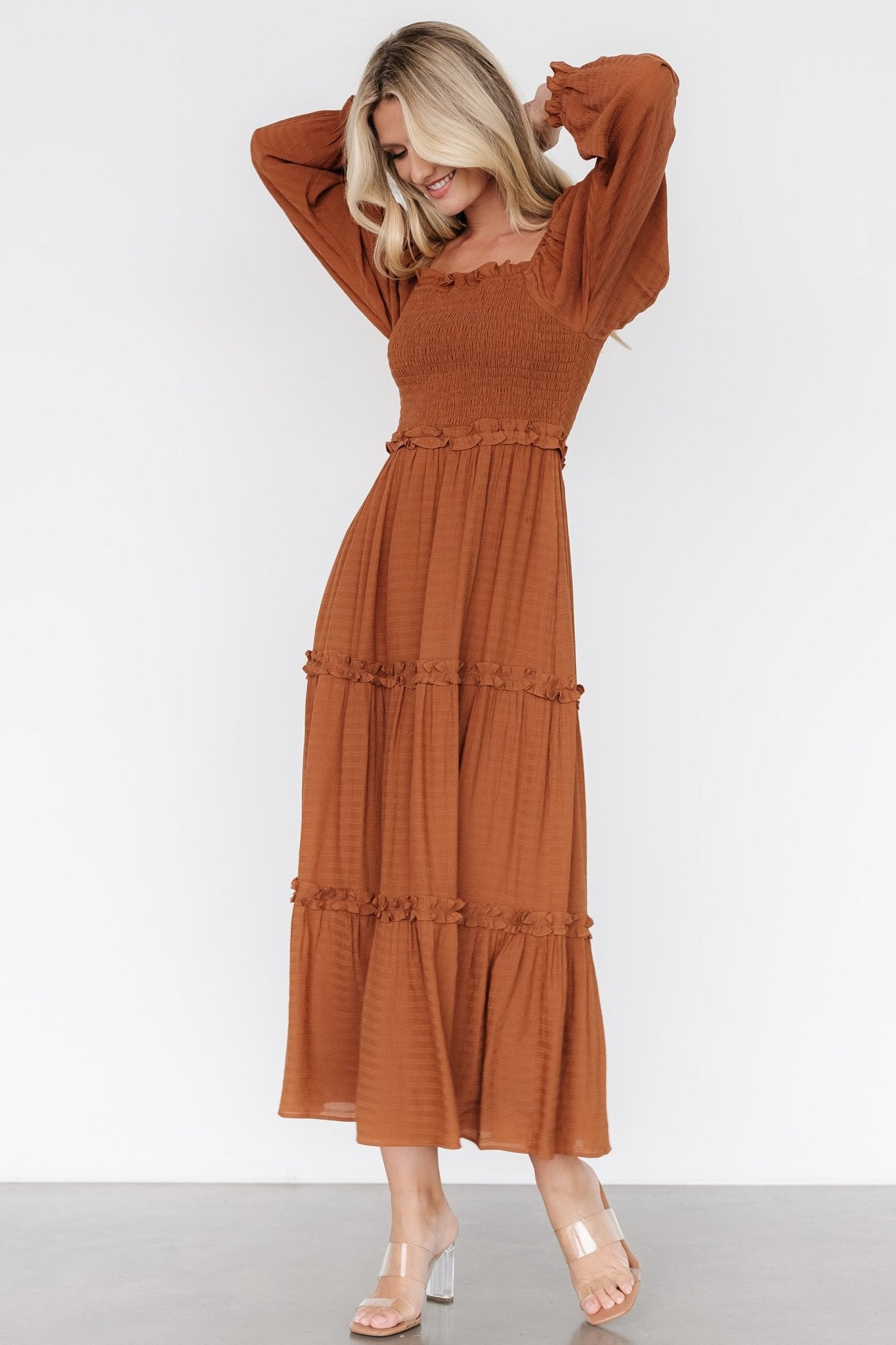 Rowan Tiered Dress | Warm Brown 100% Original Sale Online