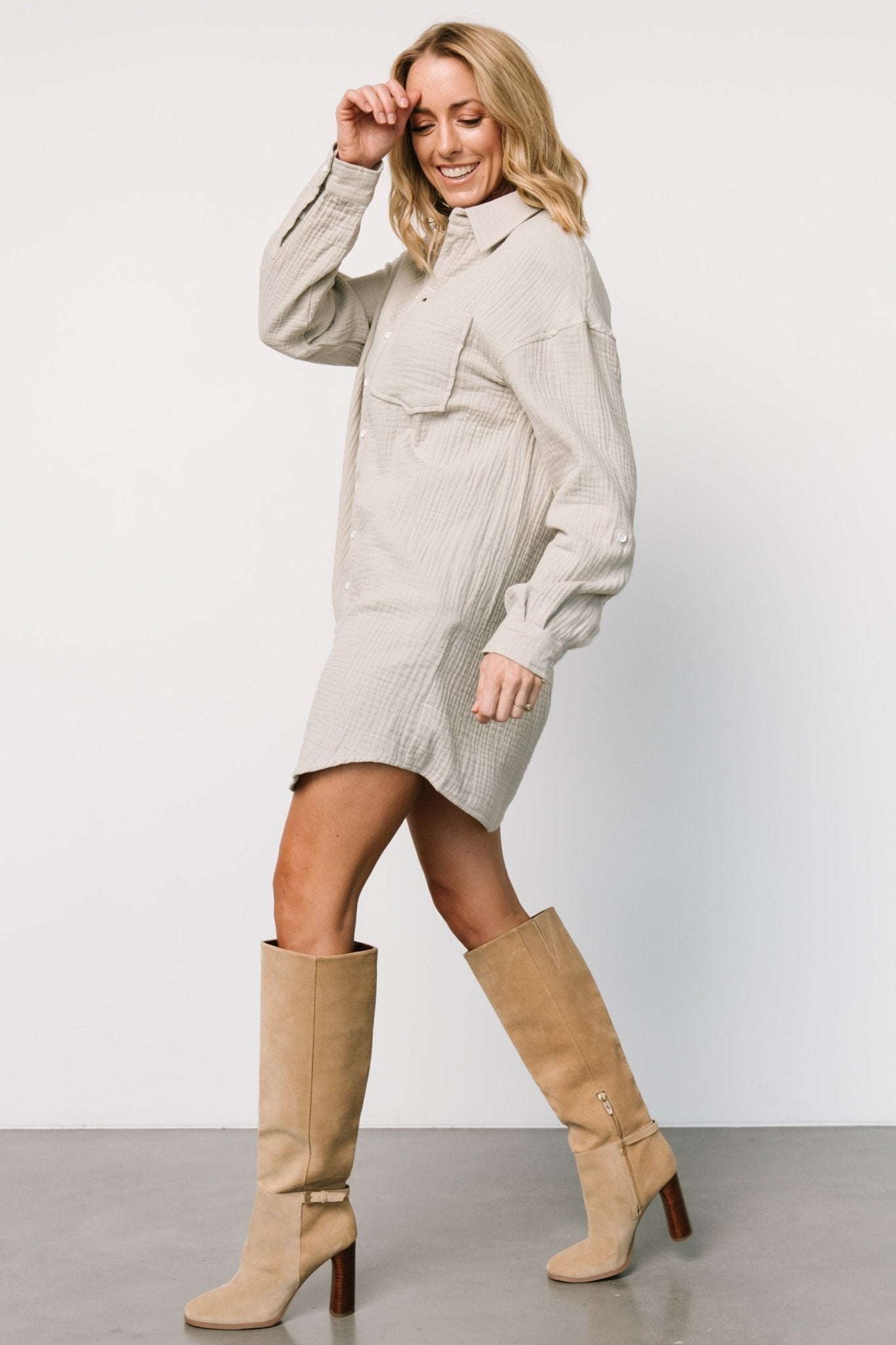 Andres Button Shirt Dress | Light Sage Outlet 2025 Unisex