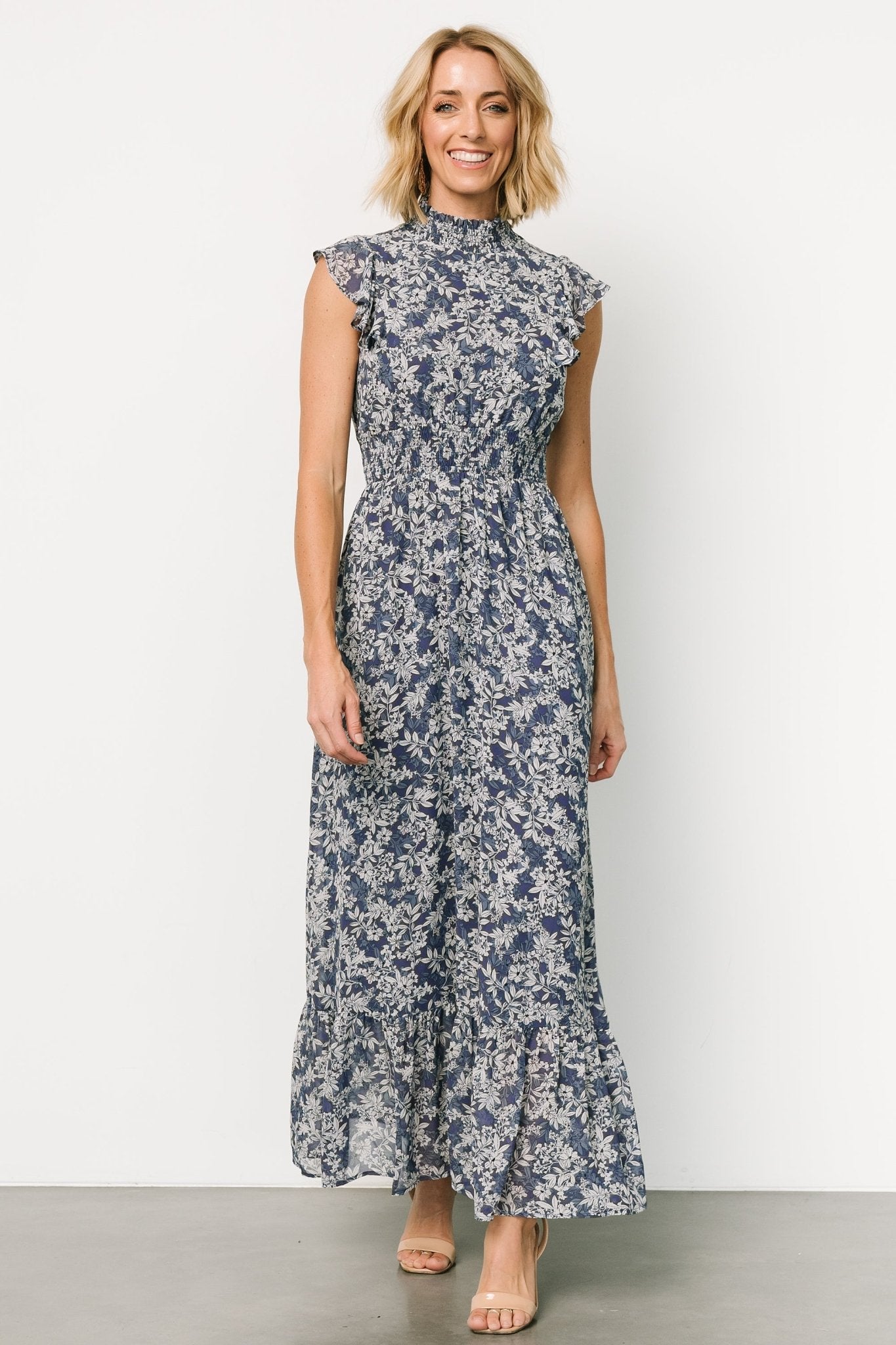 Kearny Ruffle Maxi Dress | Slate Print Get To Buy For Sale