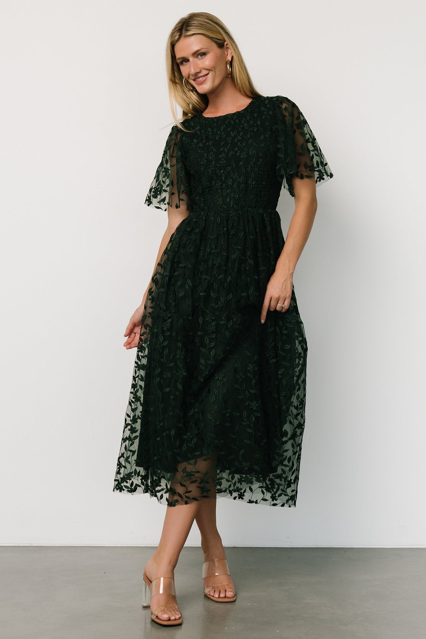 Kendra Embroidered Dress | Dark Green With Paypal Online