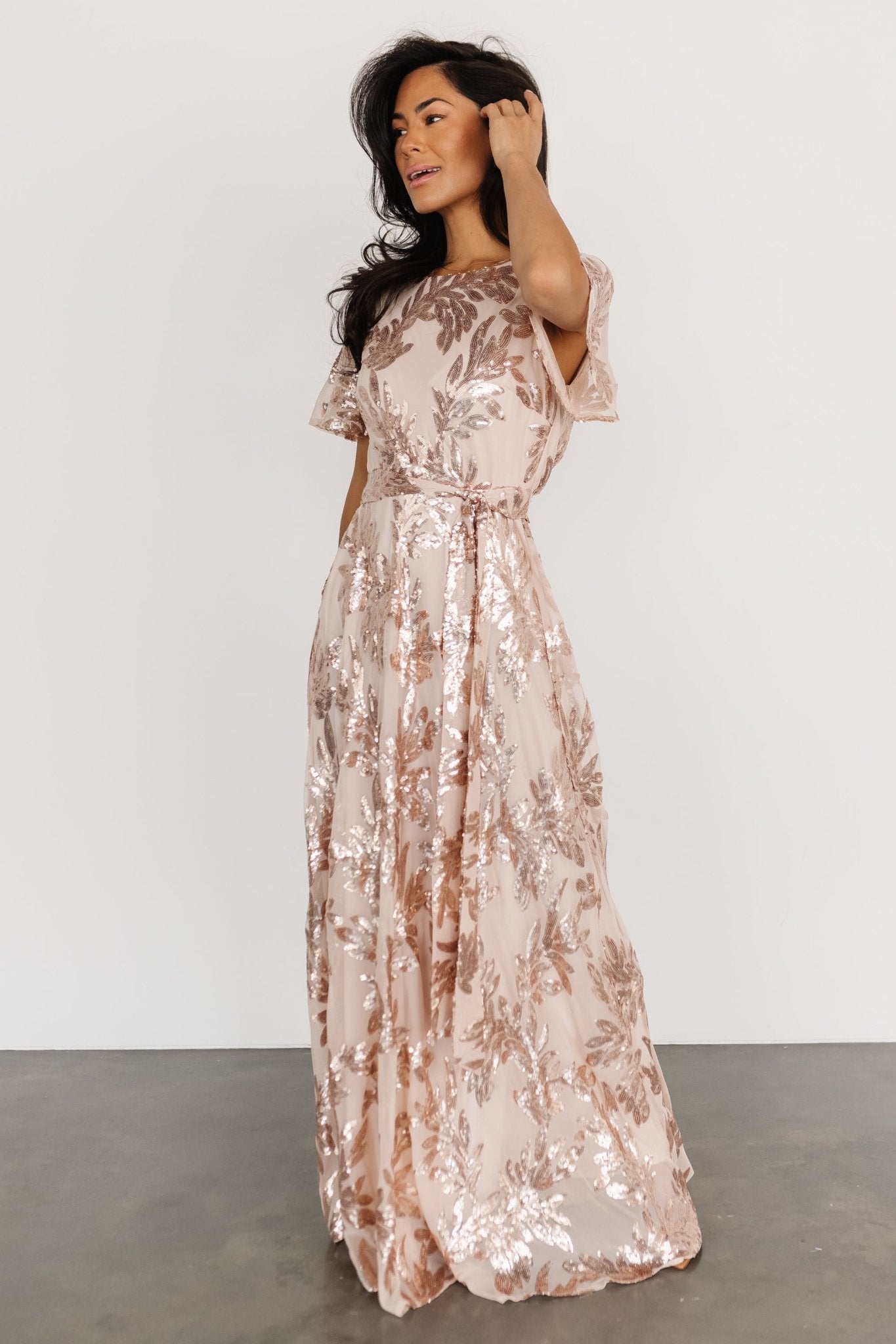 Muse Sequin Maxi Dress | Rose Gold Clearance Low Shipping