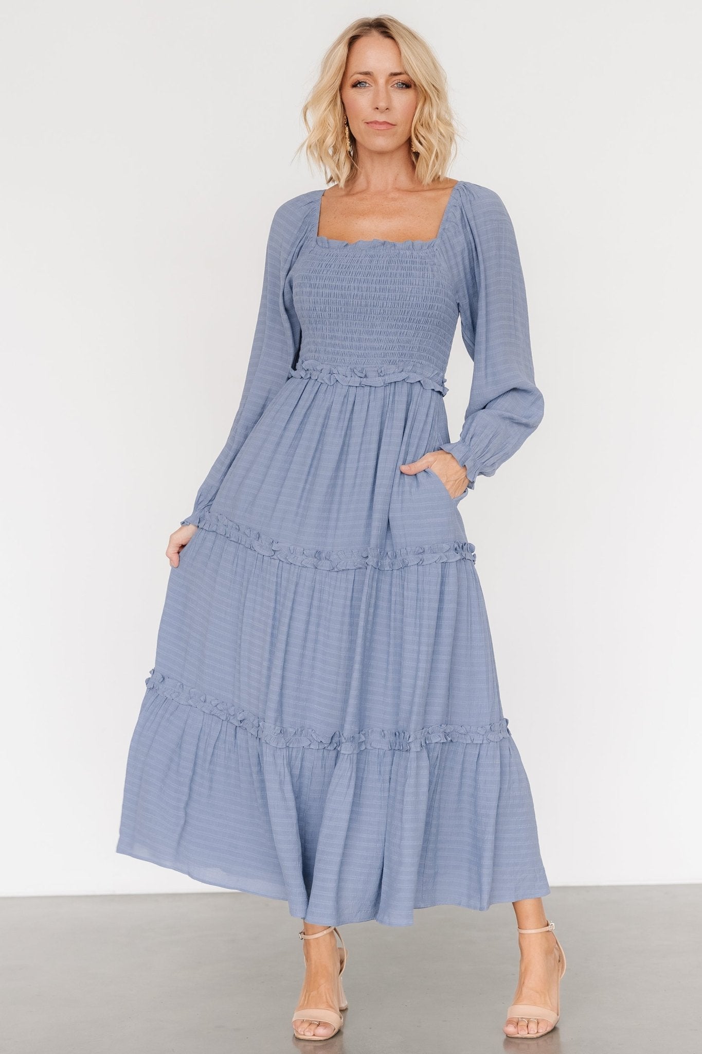 Rowan Tiered Dress | Slate Blue Real Cheap Online