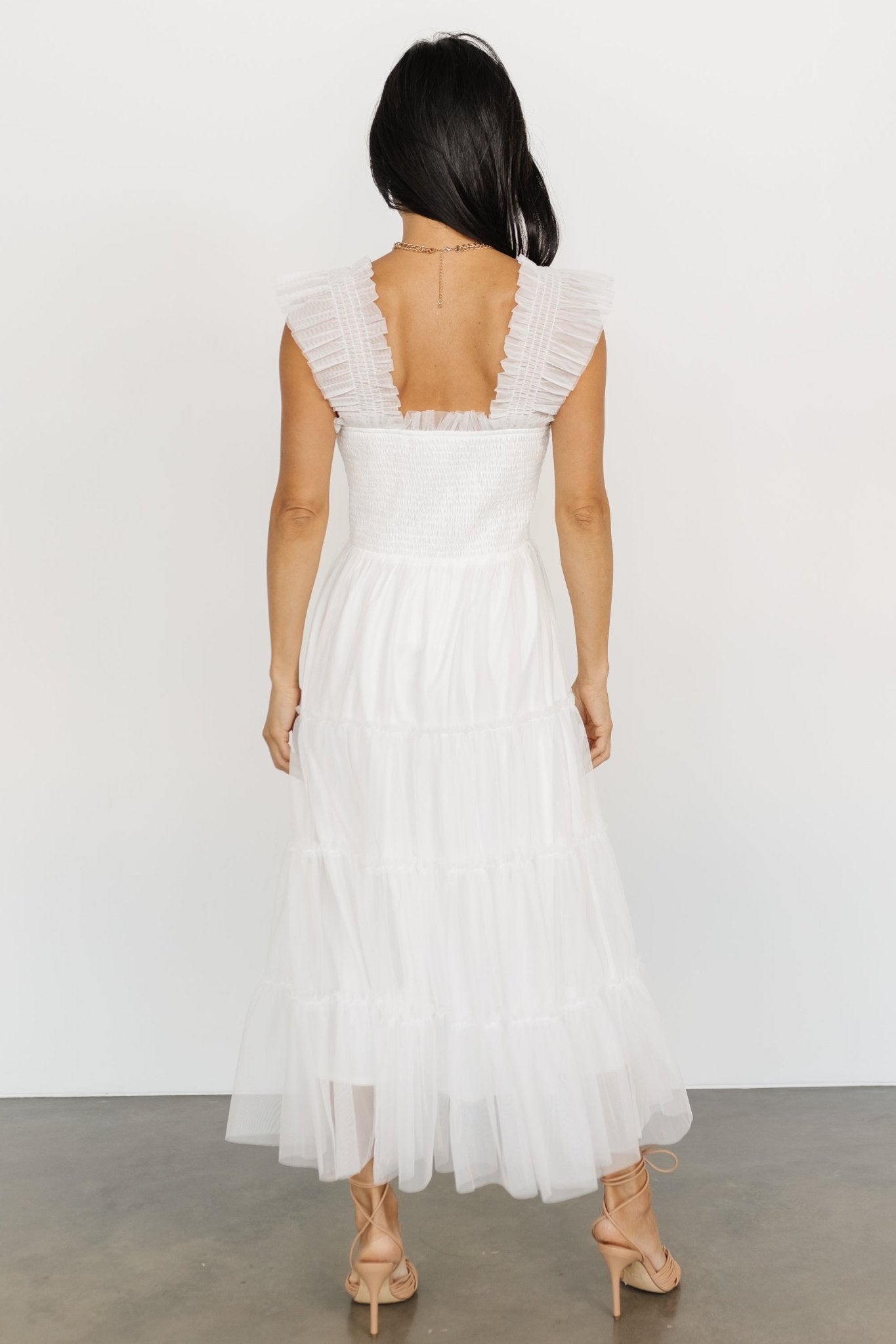 Emma Smocked Tulle Dress | Off White View