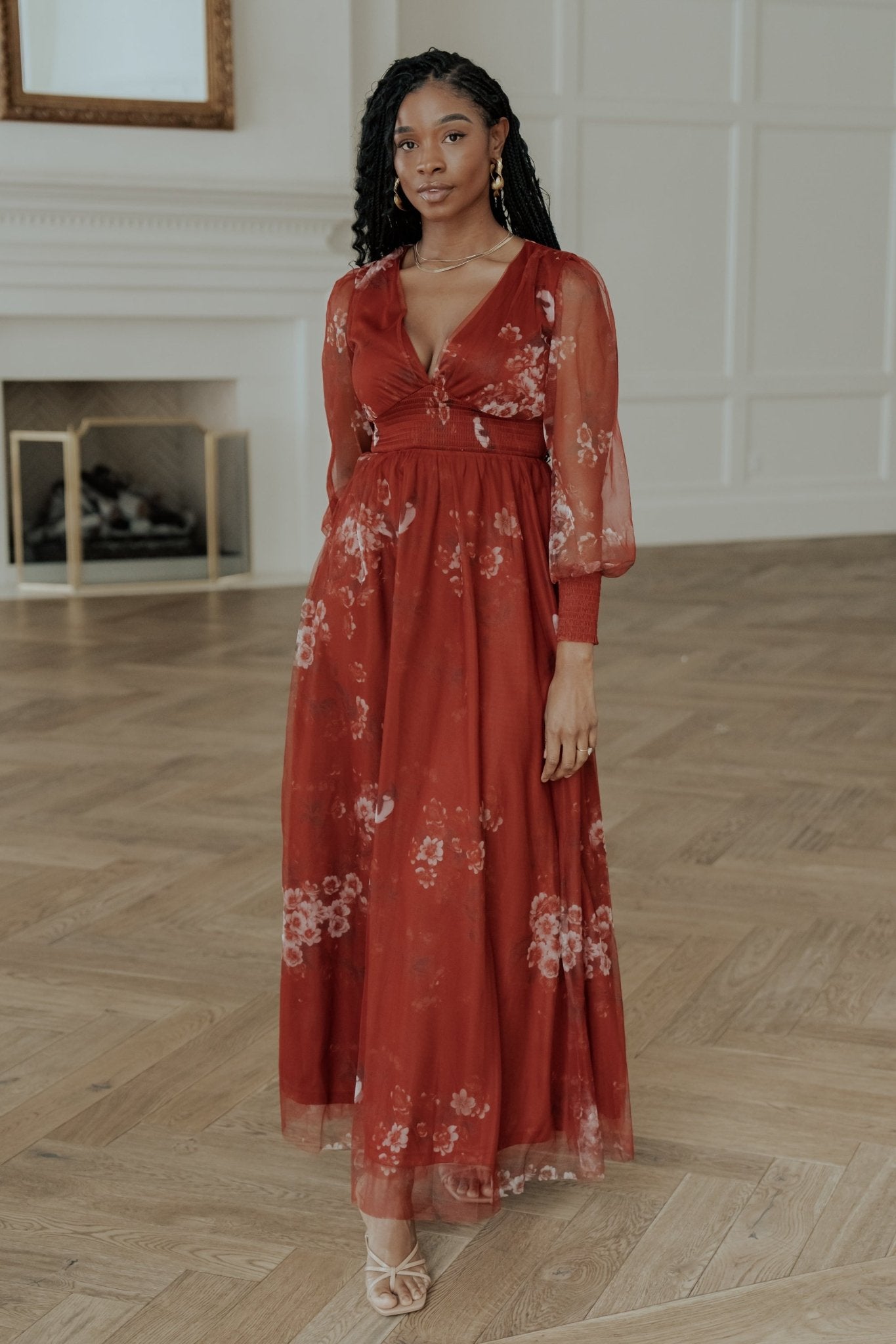 Layla Tulle Maxi Dress | Rust Floral From China For Sale