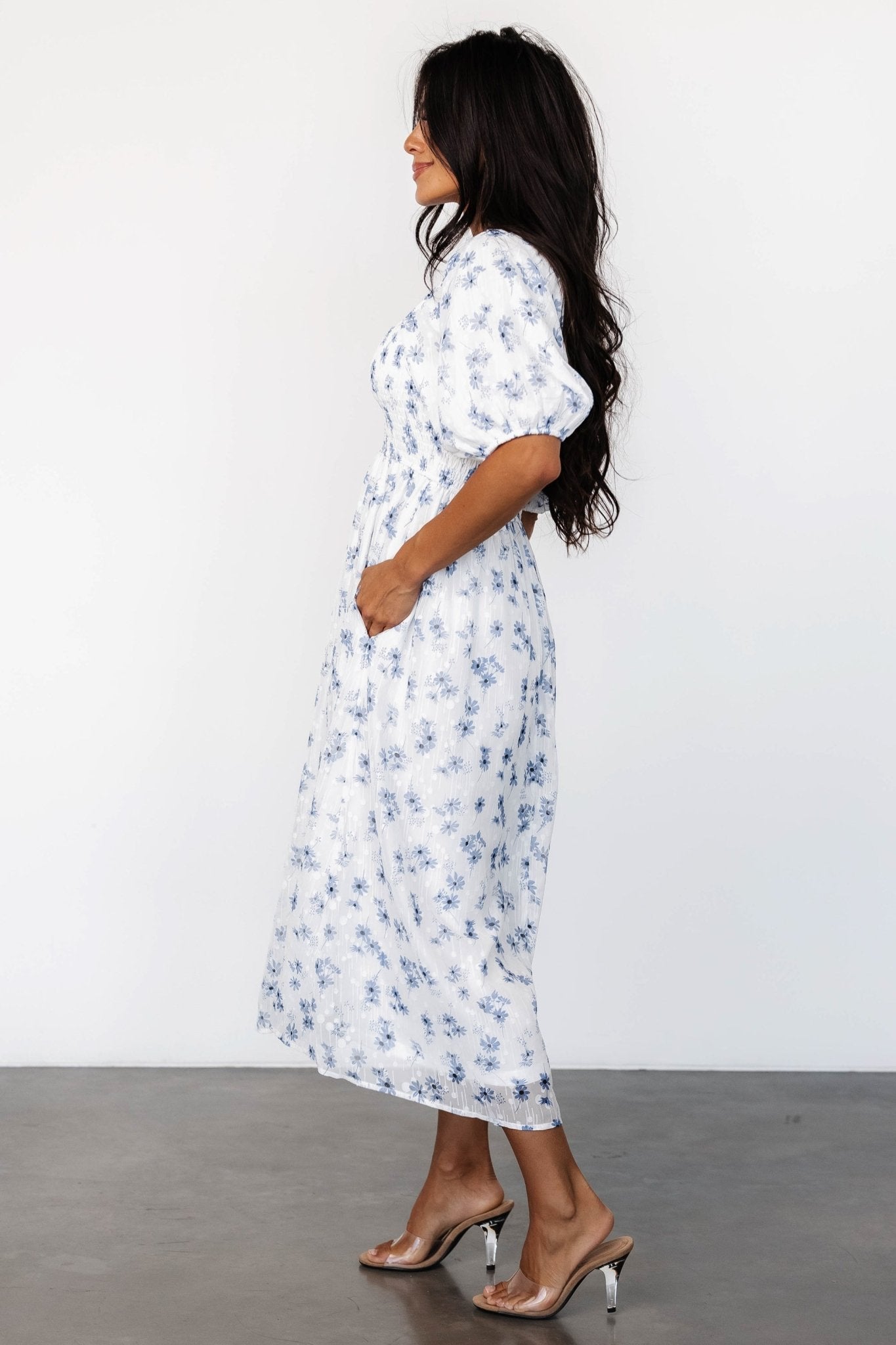 Luca Dress | White + Blue Floral Fashion Style Cheap Online