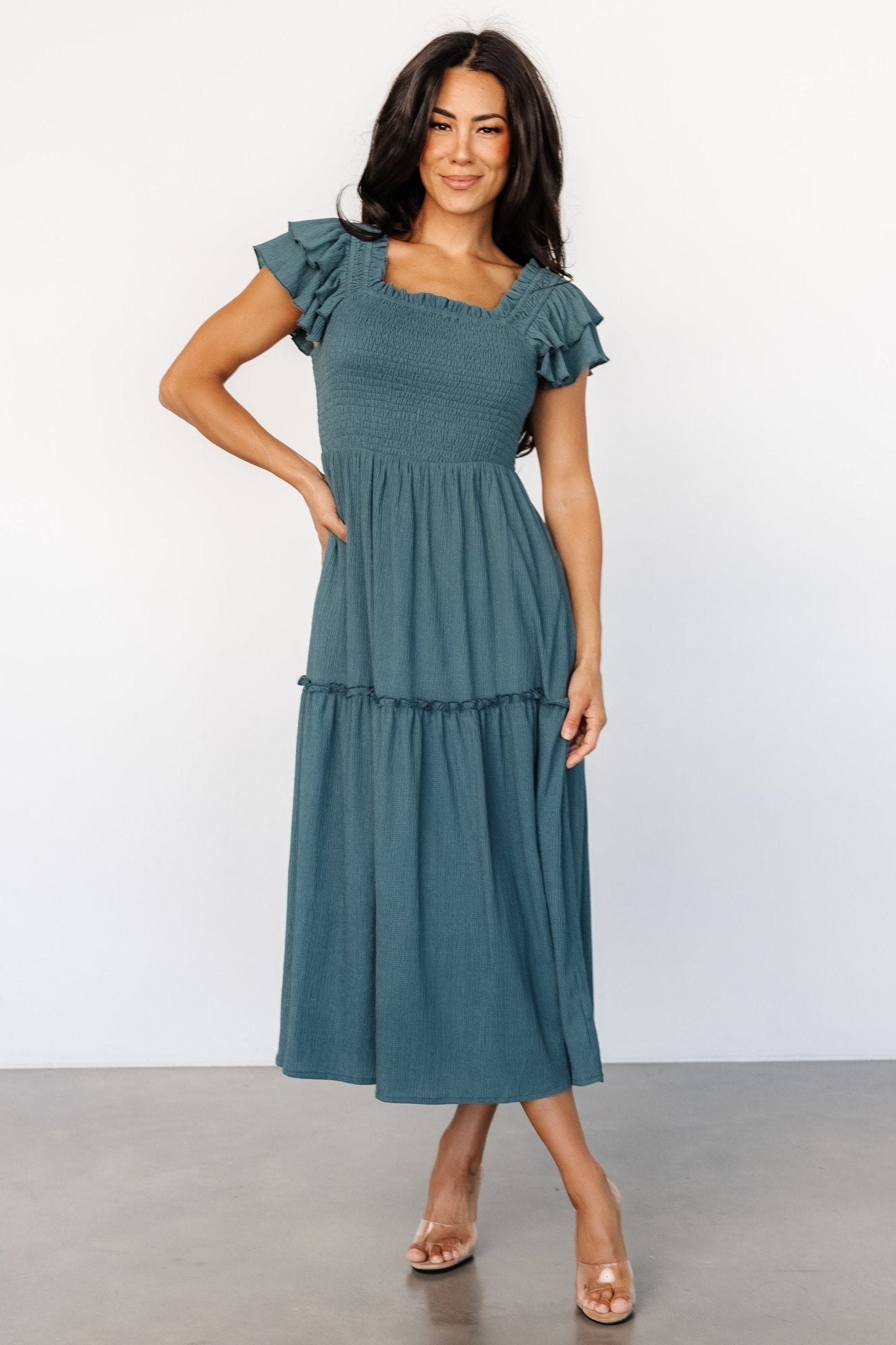 Jacie Smocked Midi Dress | Vintage Teal Shop Offer Cheap Online