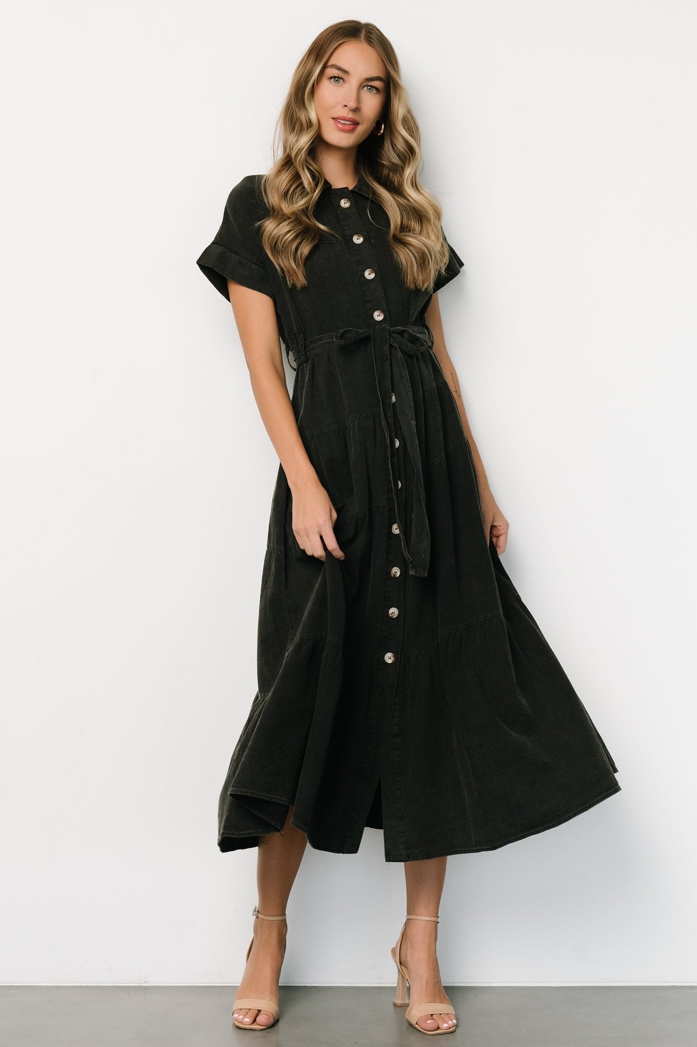 Logan Button Up Dress | Black Outlet New