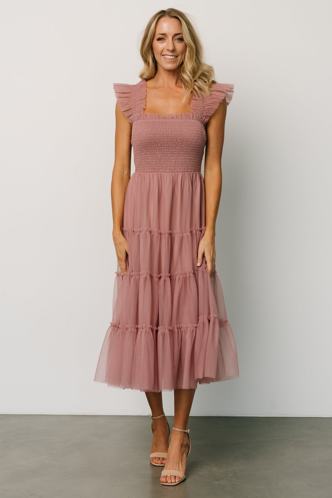 Emma Smocked Tulle Dress | Dusty Rose Cheap Finishline