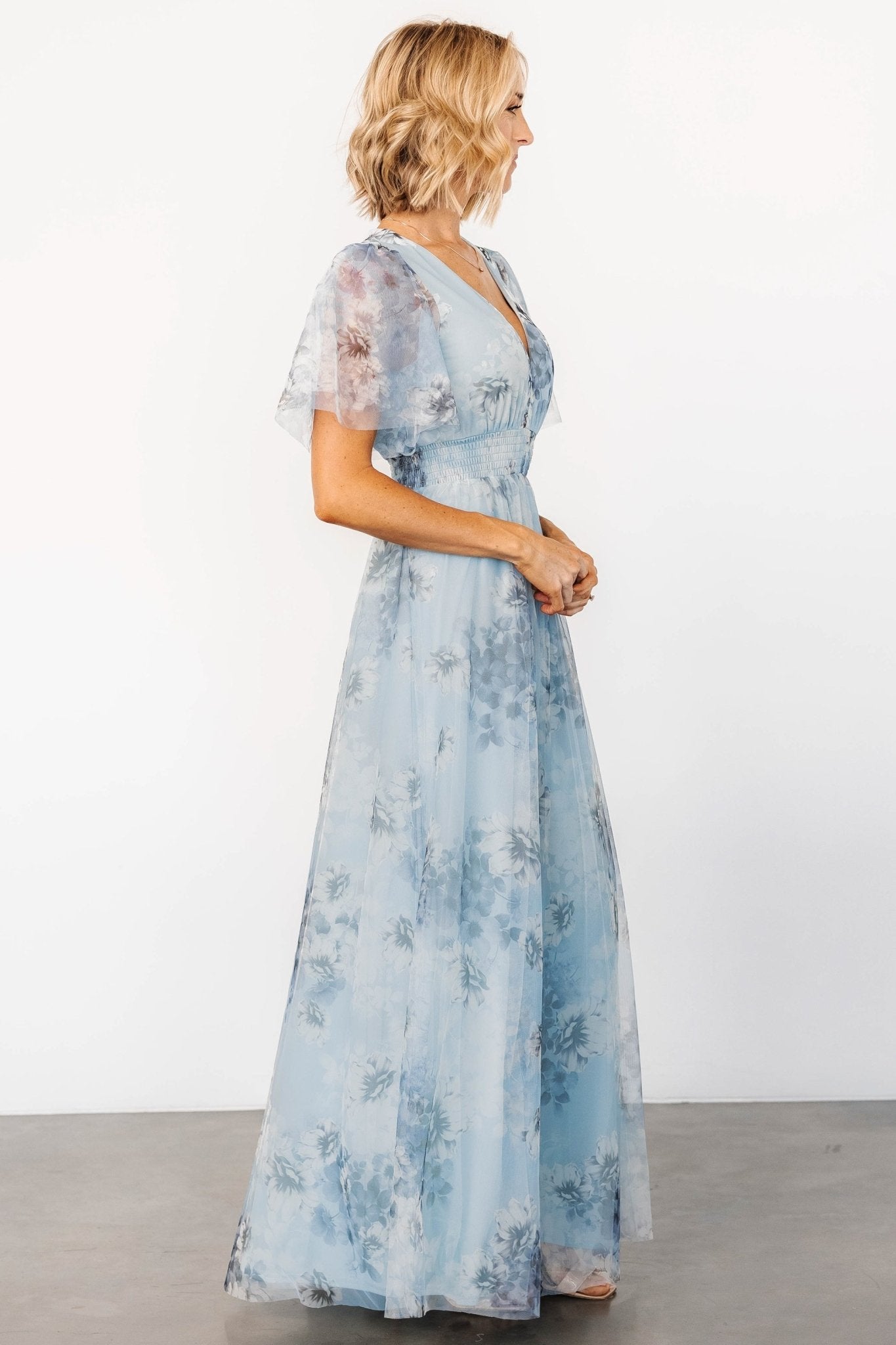 Cressida Tulle Maxi Dress | Blue + Off White Floral Discount Reliable