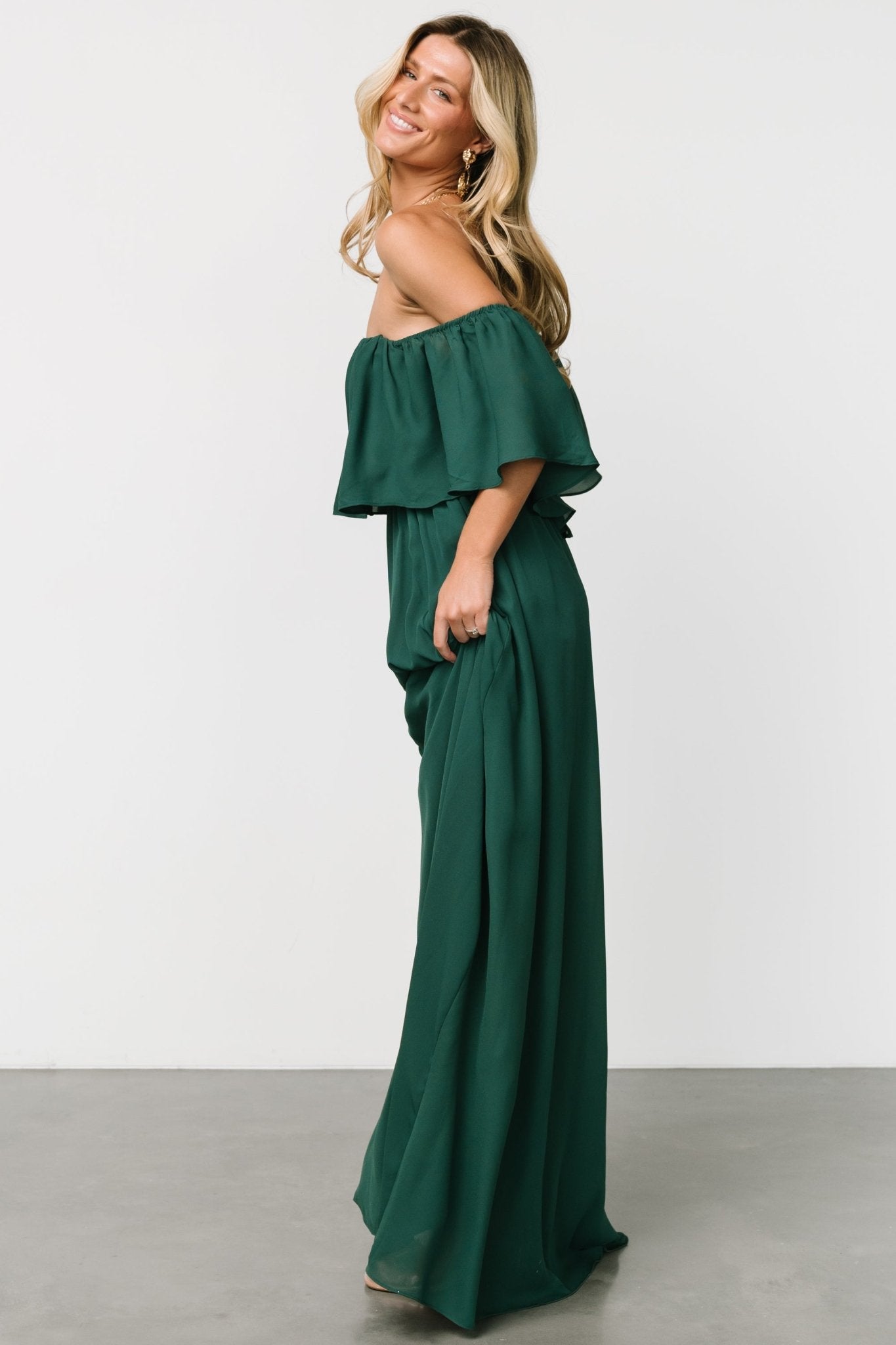 Diana Off Shoulder Maxi Dress | Emerald Footlocker For Sale