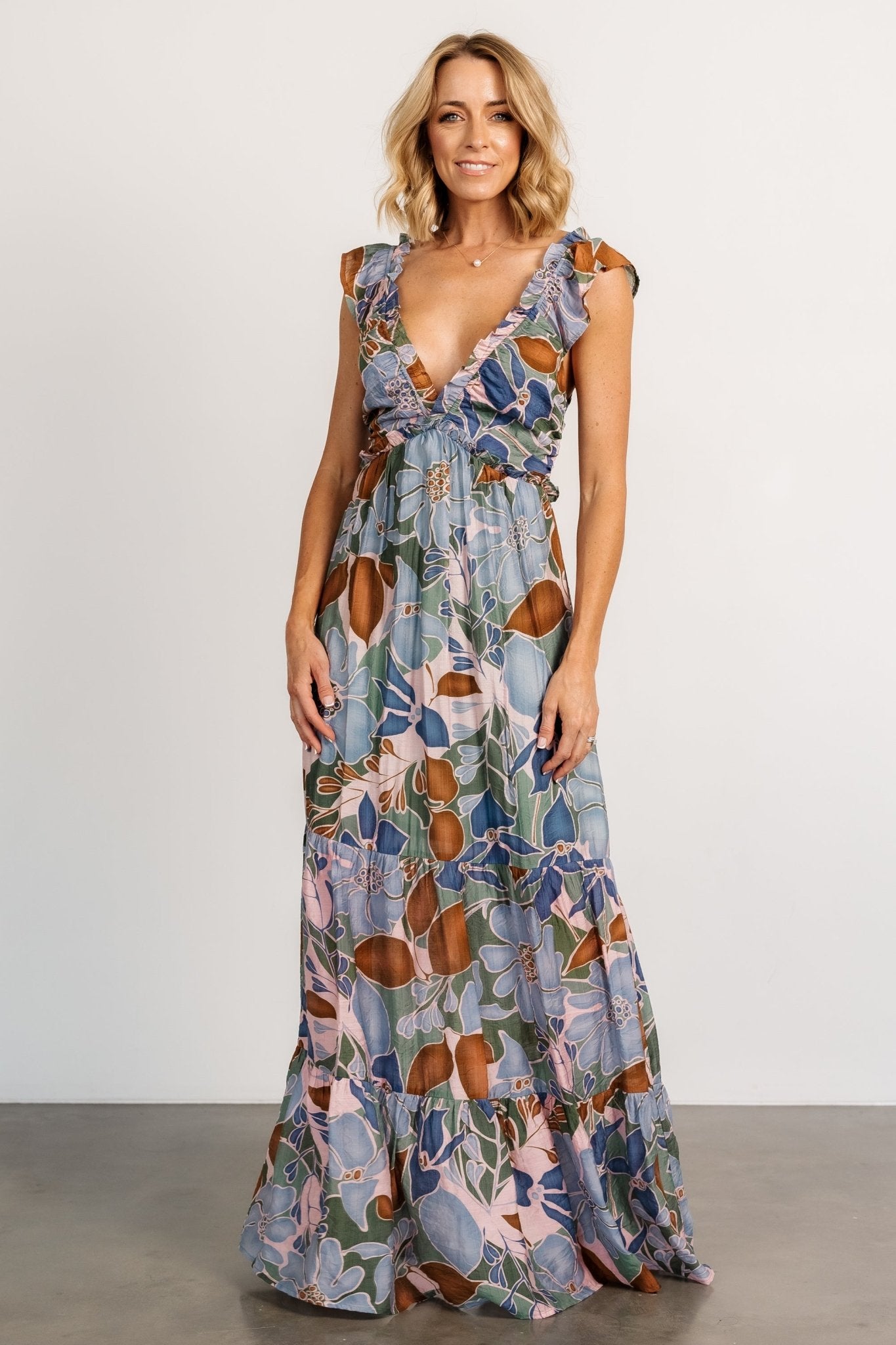 Nylah Back Tie Maxi Dress | Blue Multi For Sale Official Site