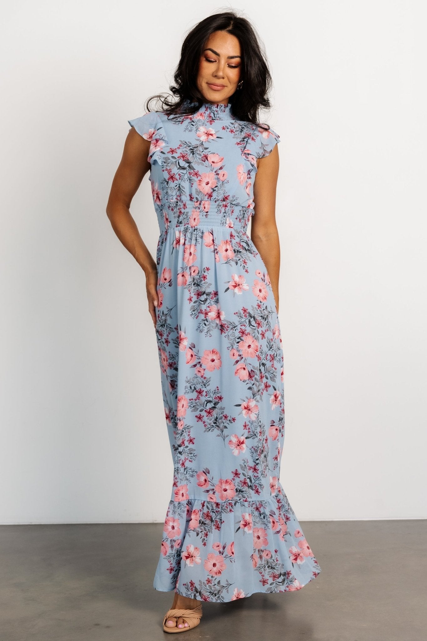 Kearny Ruffle Maxi Dress | Light Blue + Blush Sale Choice