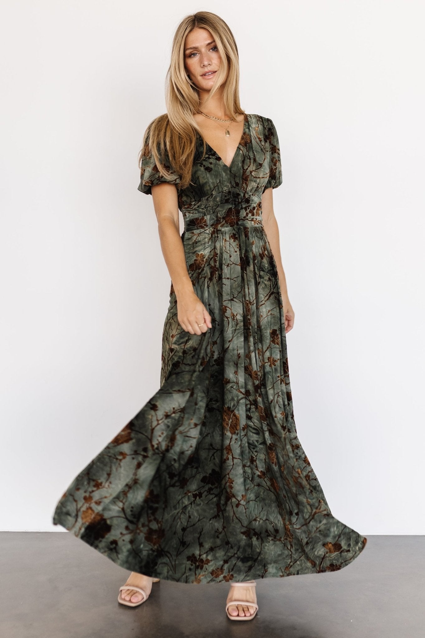 Leslie Velvet Maxi Dress | Green + Copper Sale Official