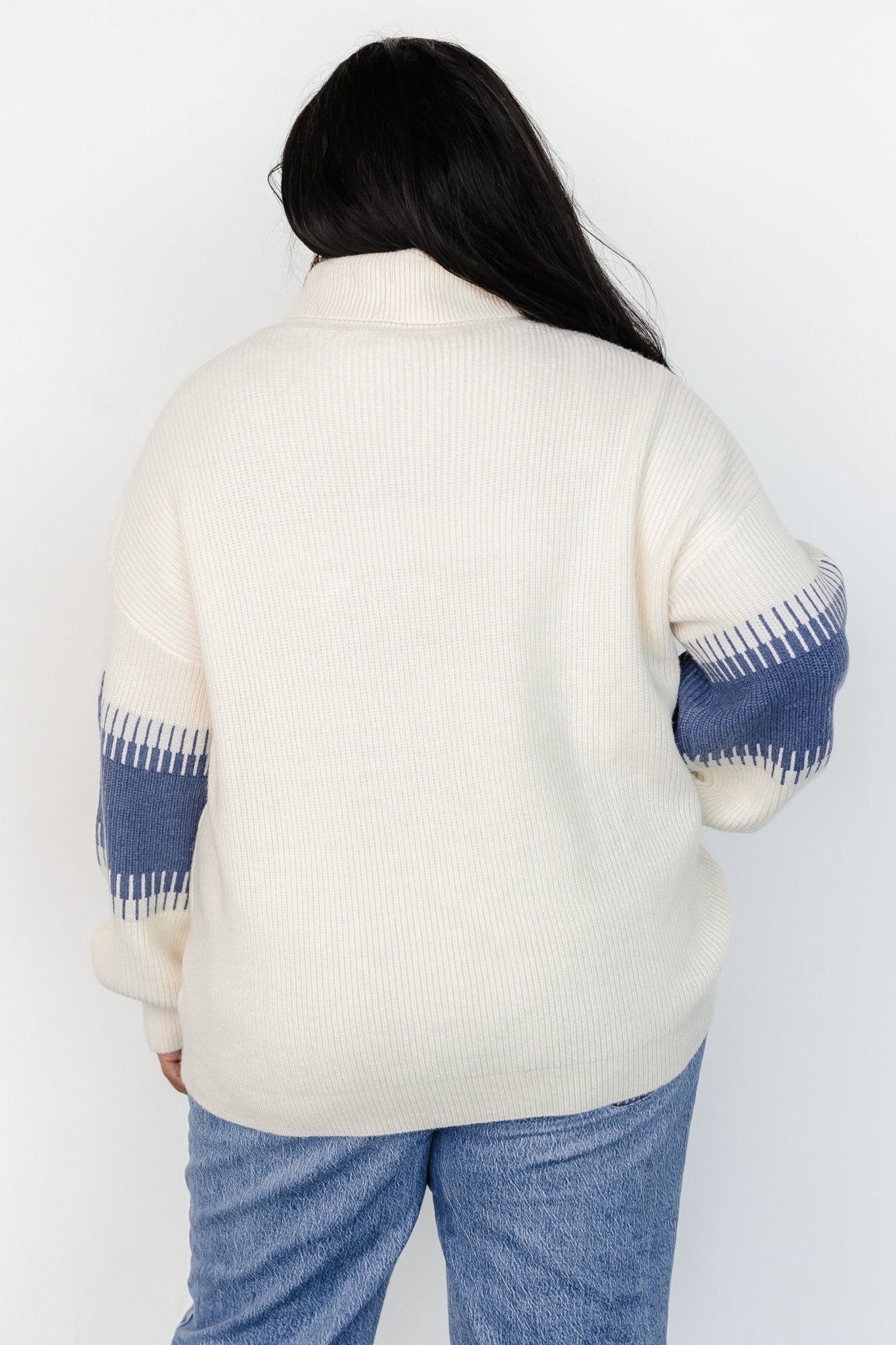 Antonov Turtle Neck Sweater | Blue + Cream Outlet Cheap Online