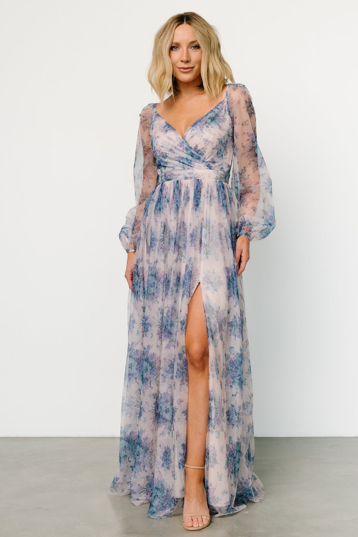 Desiree Tulle Maxi Dress | Natural + Slate Floral Buy Cheap Footlocker Finishline