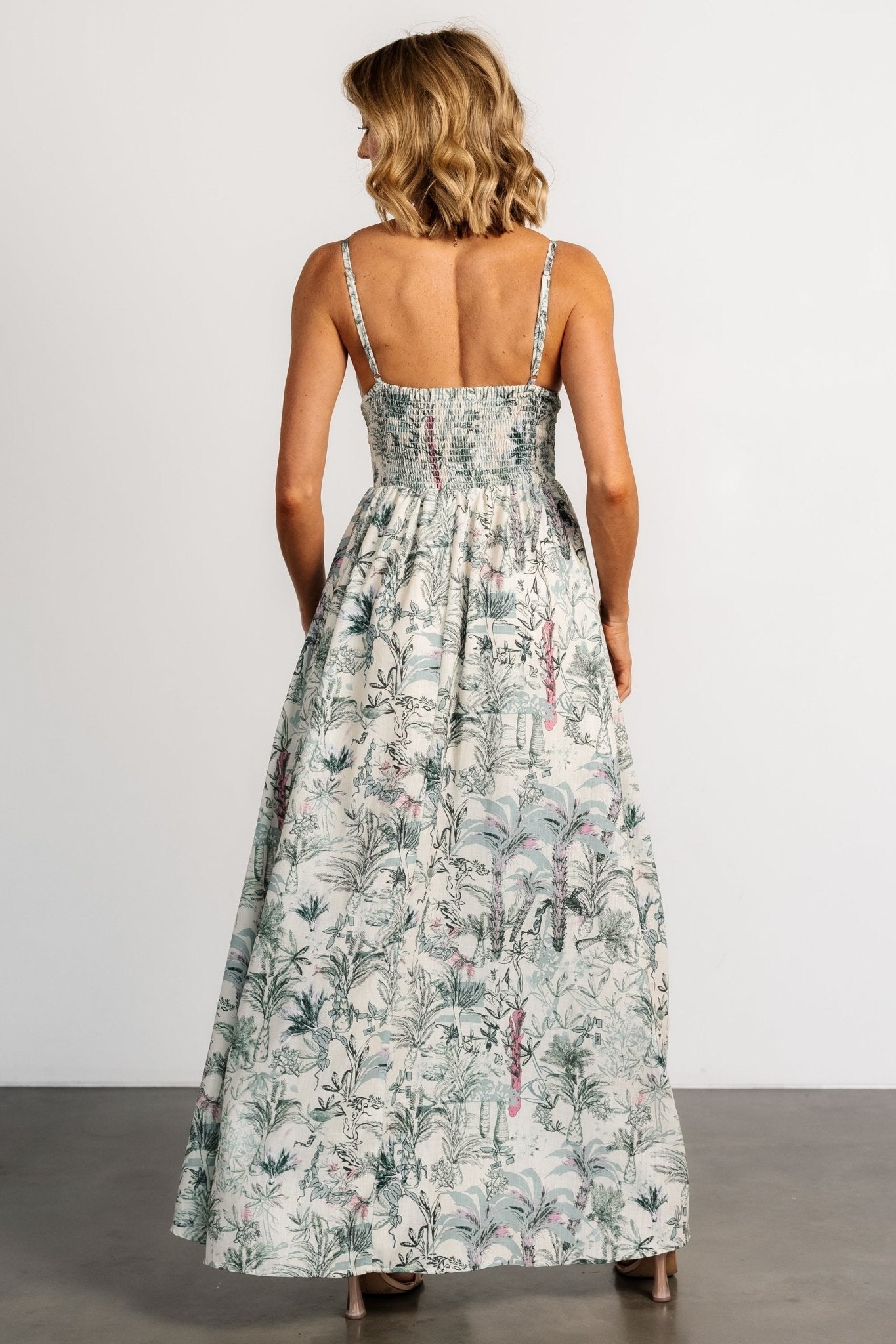 Naia Maxi Dress | Natural + Sage Print View