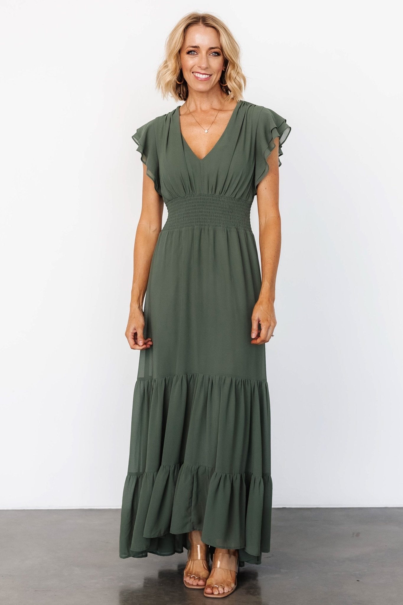 Adelina Maxi Dress | Dark Sage Low Cost Cheap Pice