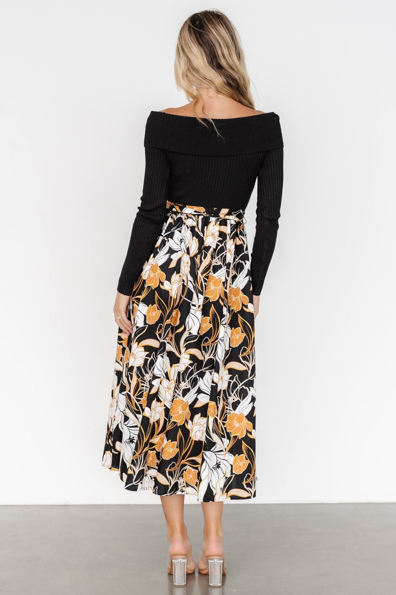 Selma Off Shoulder Dress | Black Multi Footlocker Finishline Online