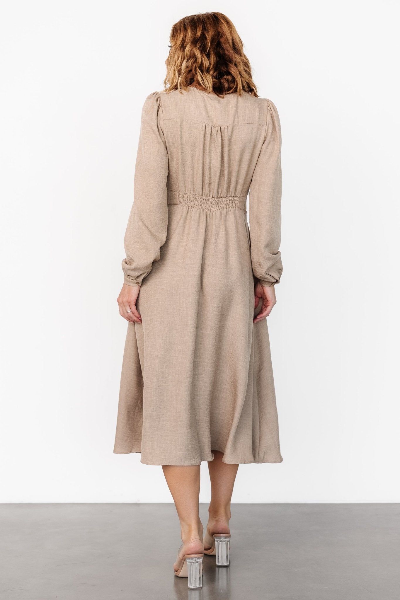 Faith Button Midi Dress | Taupe Footlocker Pictures Cheap Online