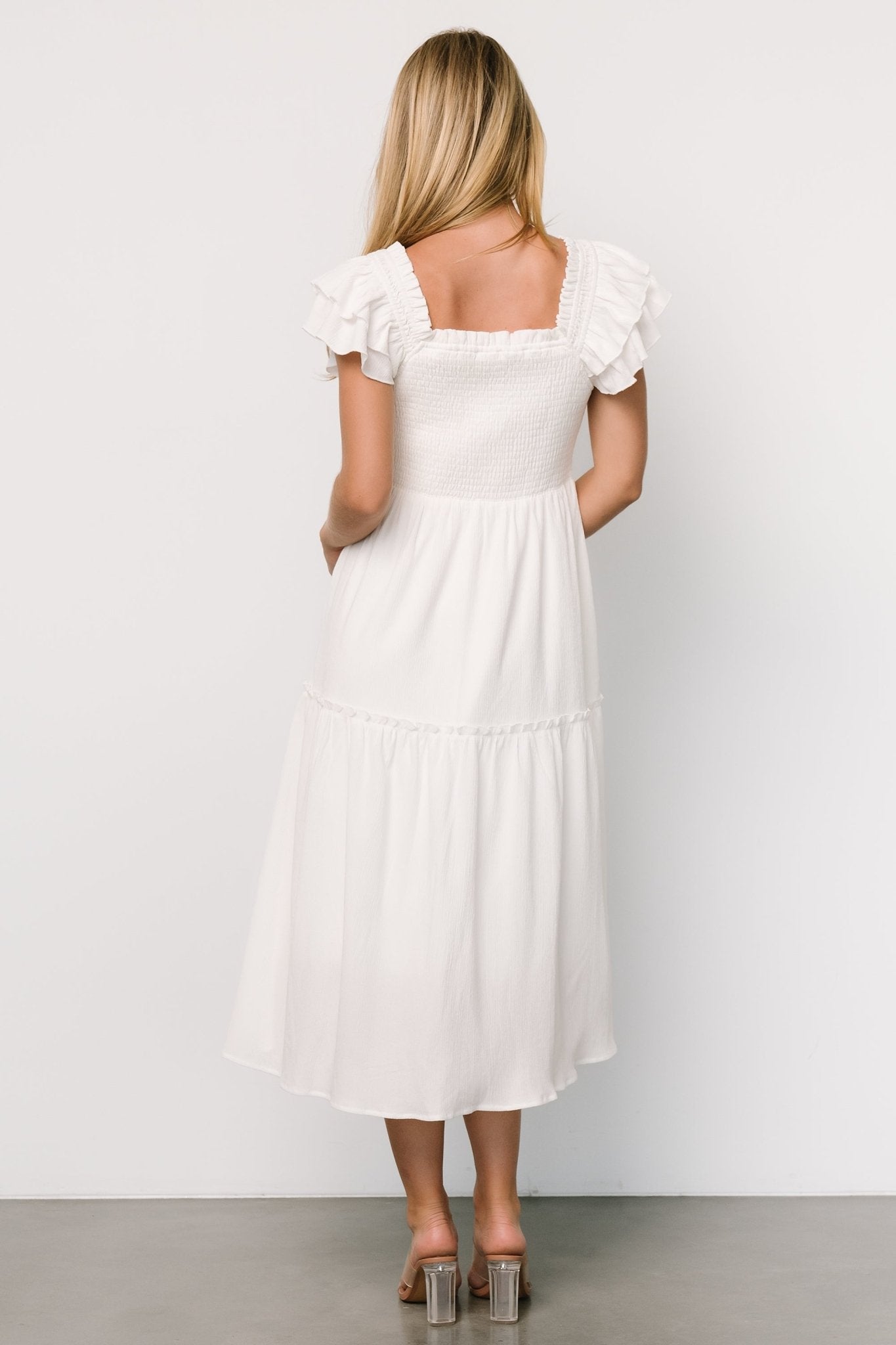 Jacie Smocked Midi Dress | White Buy Cheap Best Sale