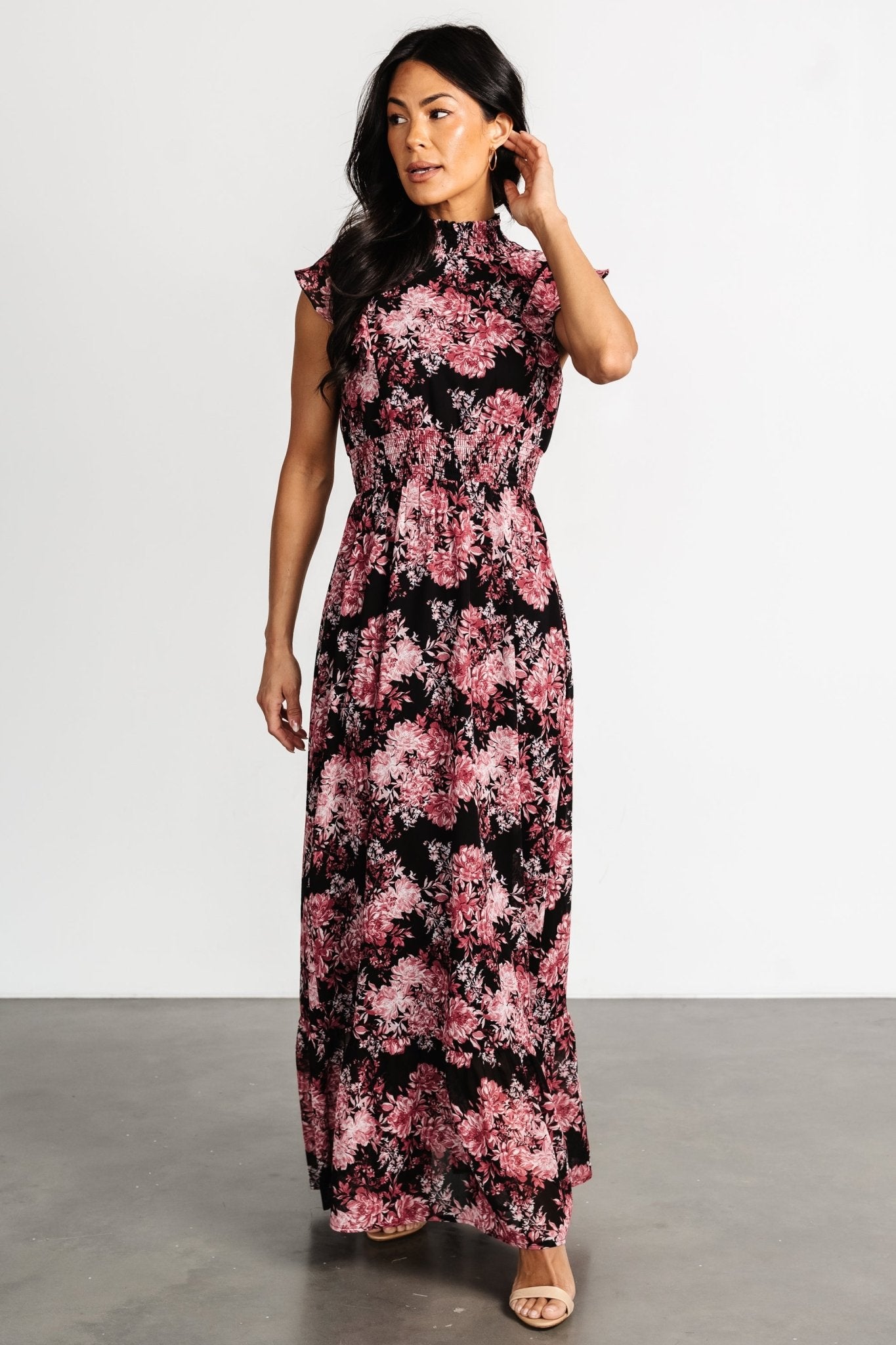 Kearny Ruffle Maxi Dress | Black + Mauve Free Shipping Finishline