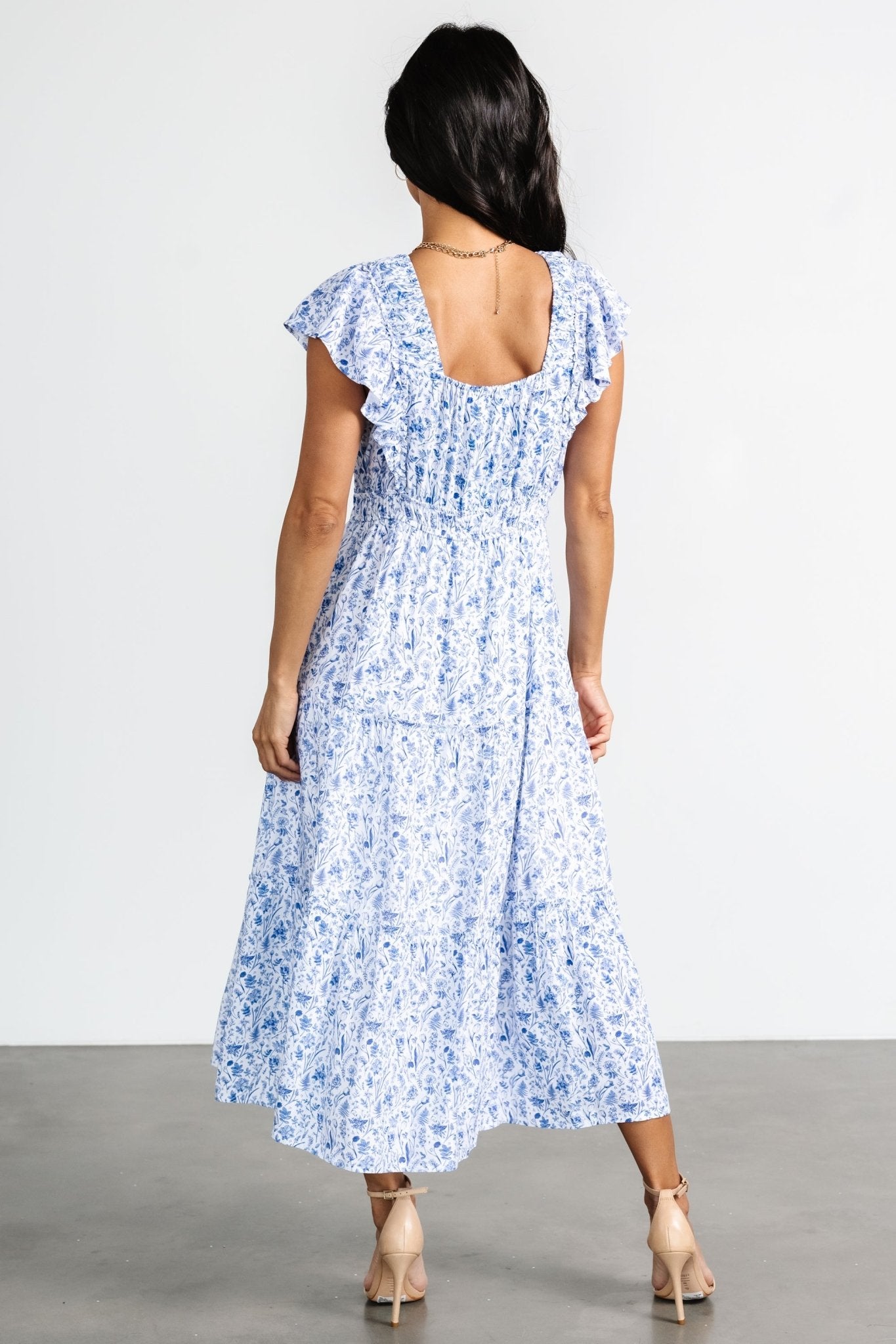 Crete Midi Dress | Blue + White Clearance How Much