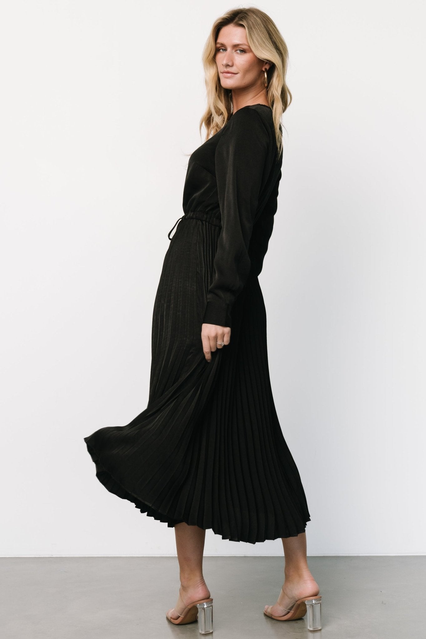 Waco Pleated Dress | Black High Quality Buy Online