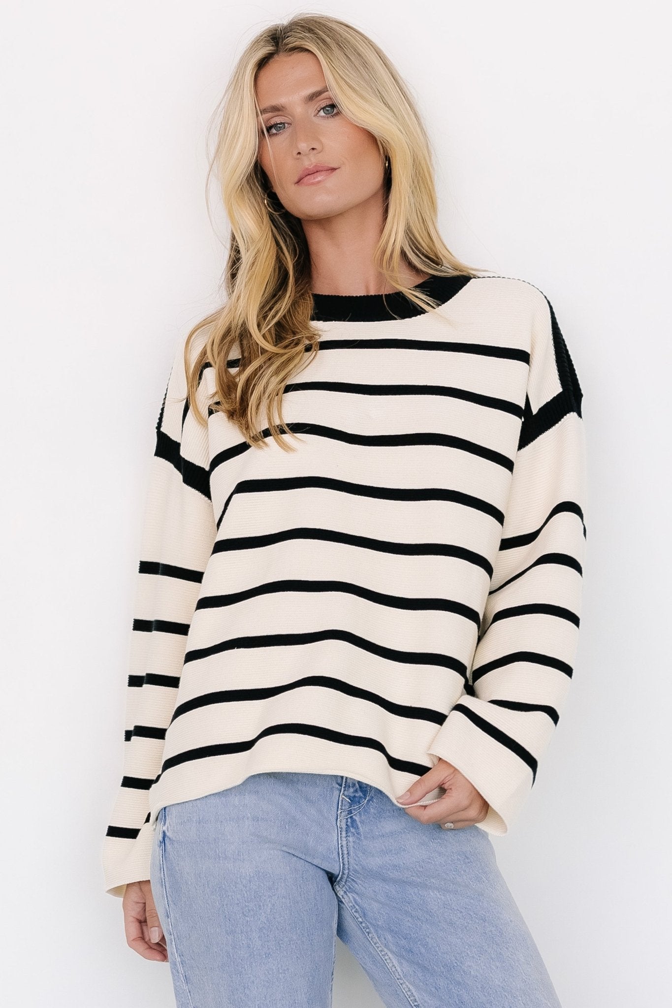 Conway Striped Sweater | Cream + Black Many Kinds Of Cheap Pice