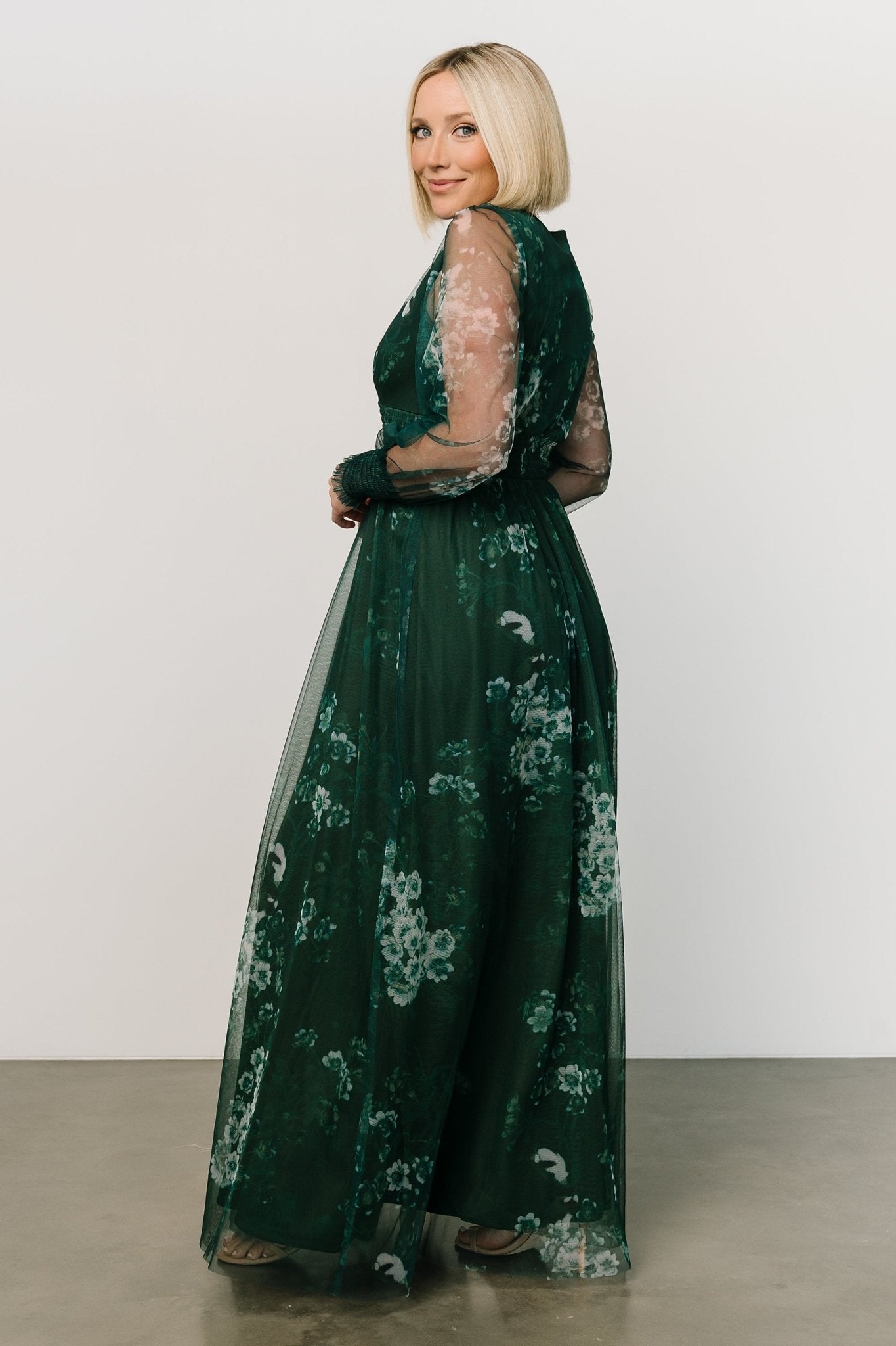 Layla Tulle Maxi Dress | Dark Green Multi Cheap Sale Lowest Pice