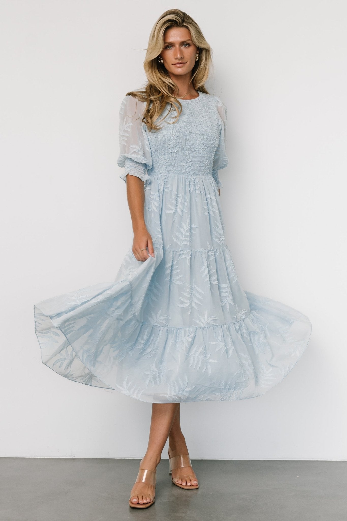 Nellie Smocked Midi Dress | Light Blue Clearance Good Selling