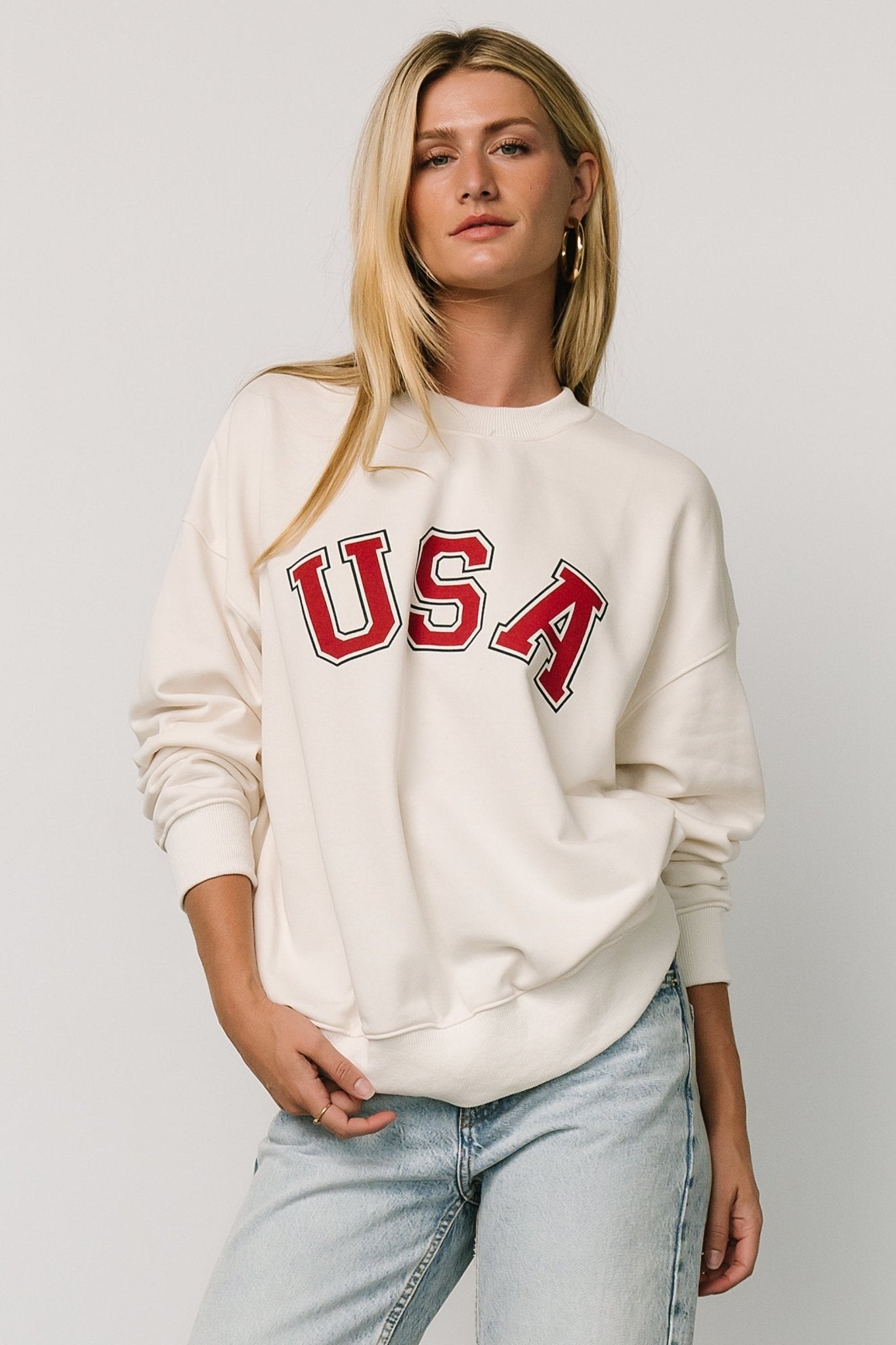 USA Oversized Sweatshirt | Ivory Discount Newest