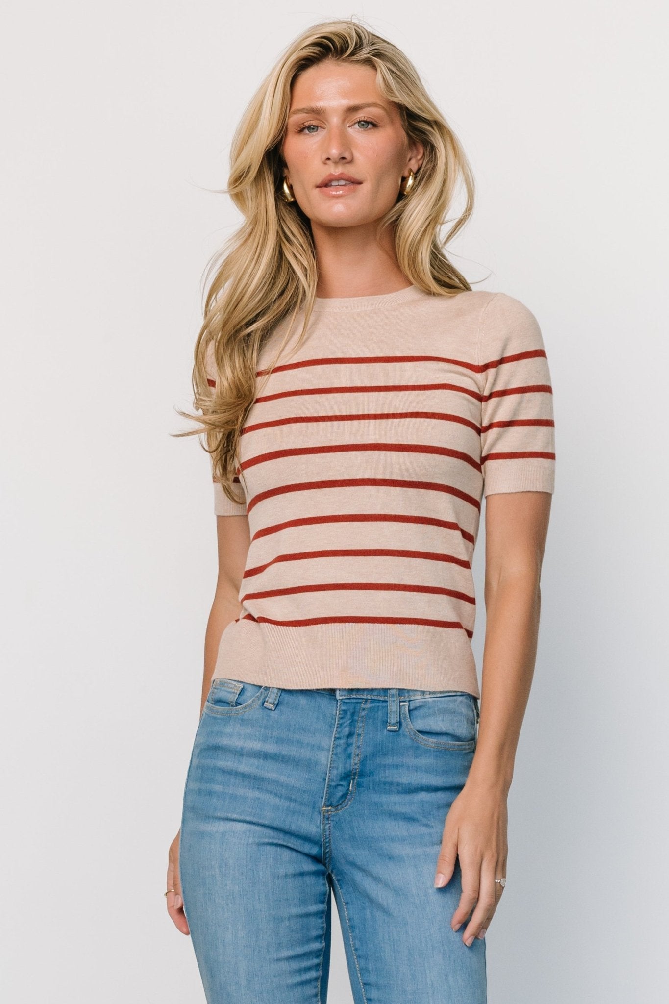 Alyson Knit Top | Oatmeal + Rust Amazon Cheap Pice