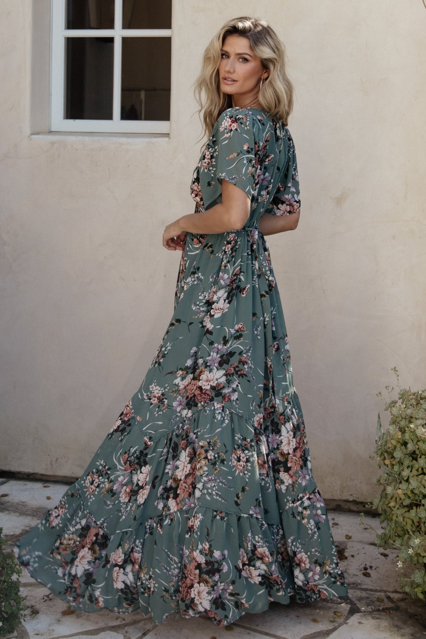 Katherine Maxi Dress | Dusty Green Floral Manchester Great Sale Online