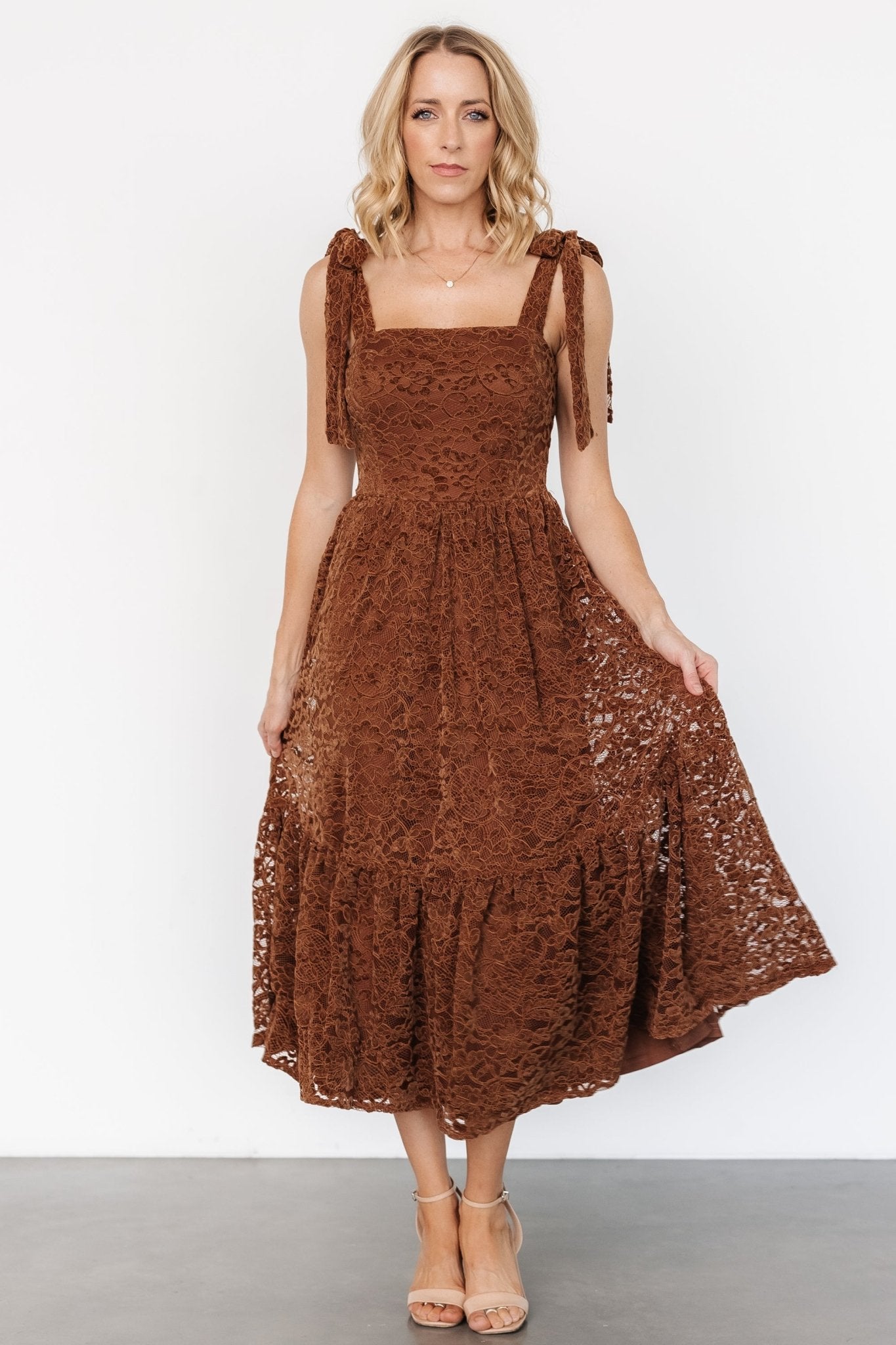 Hestia Lace Midi Dress | Brown Sale For Cheap