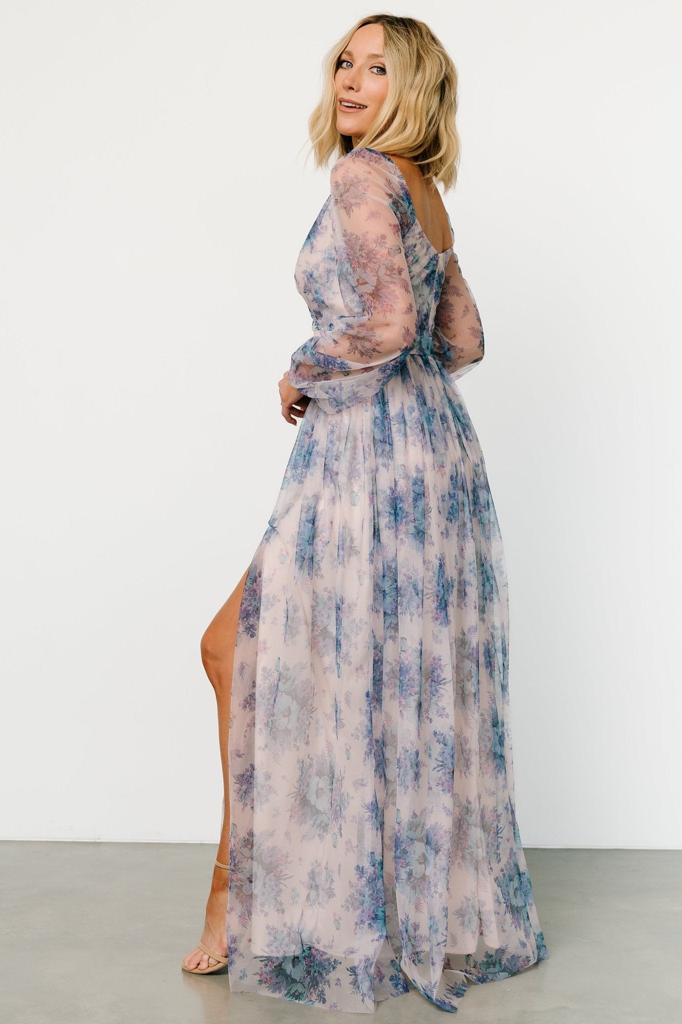 Desiree Tulle Maxi Dress | Natural + Slate Floral Buy Cheap Footlocker Finishline