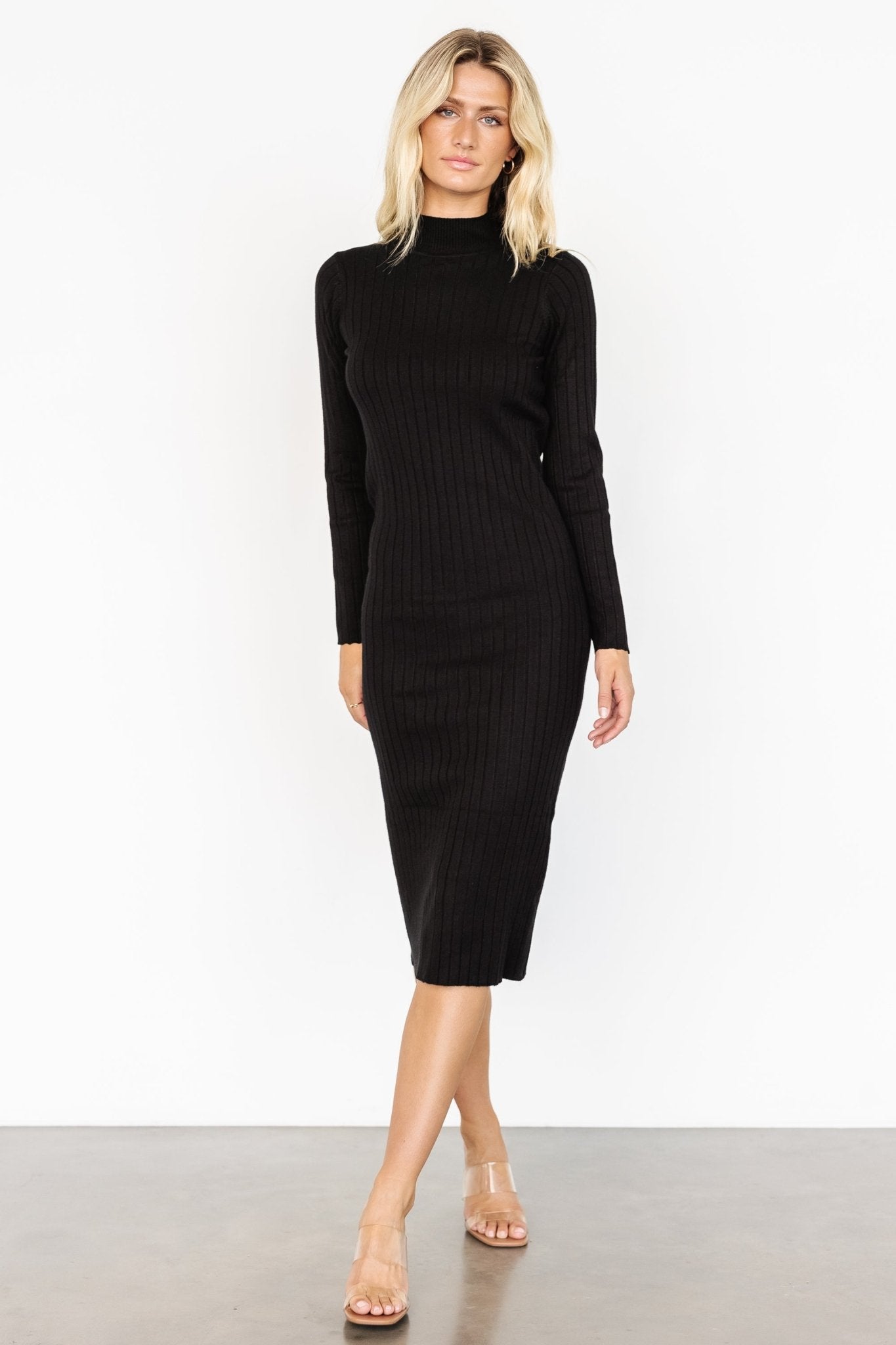 Jill Ribbed Midi Dress | Black Collections