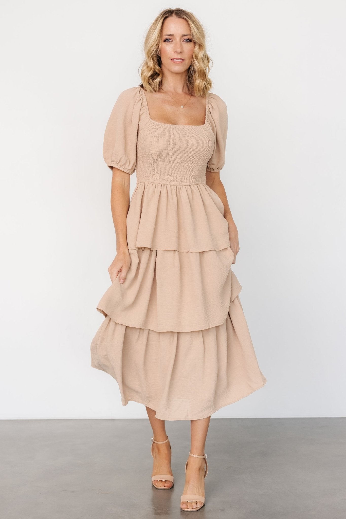 Ashbourne Tiered Dress | Taupe Buy Online Cheap Pice