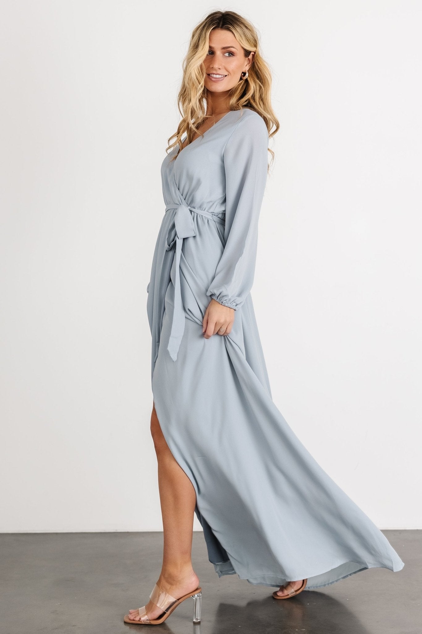 Breanne Faux Wrap Maxi Dress | Light Blue Outlet Discount Sale