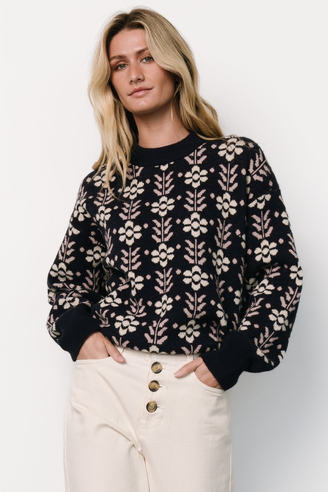 Norris Sweater | Navy Multi Floral Good Selling Sale Online